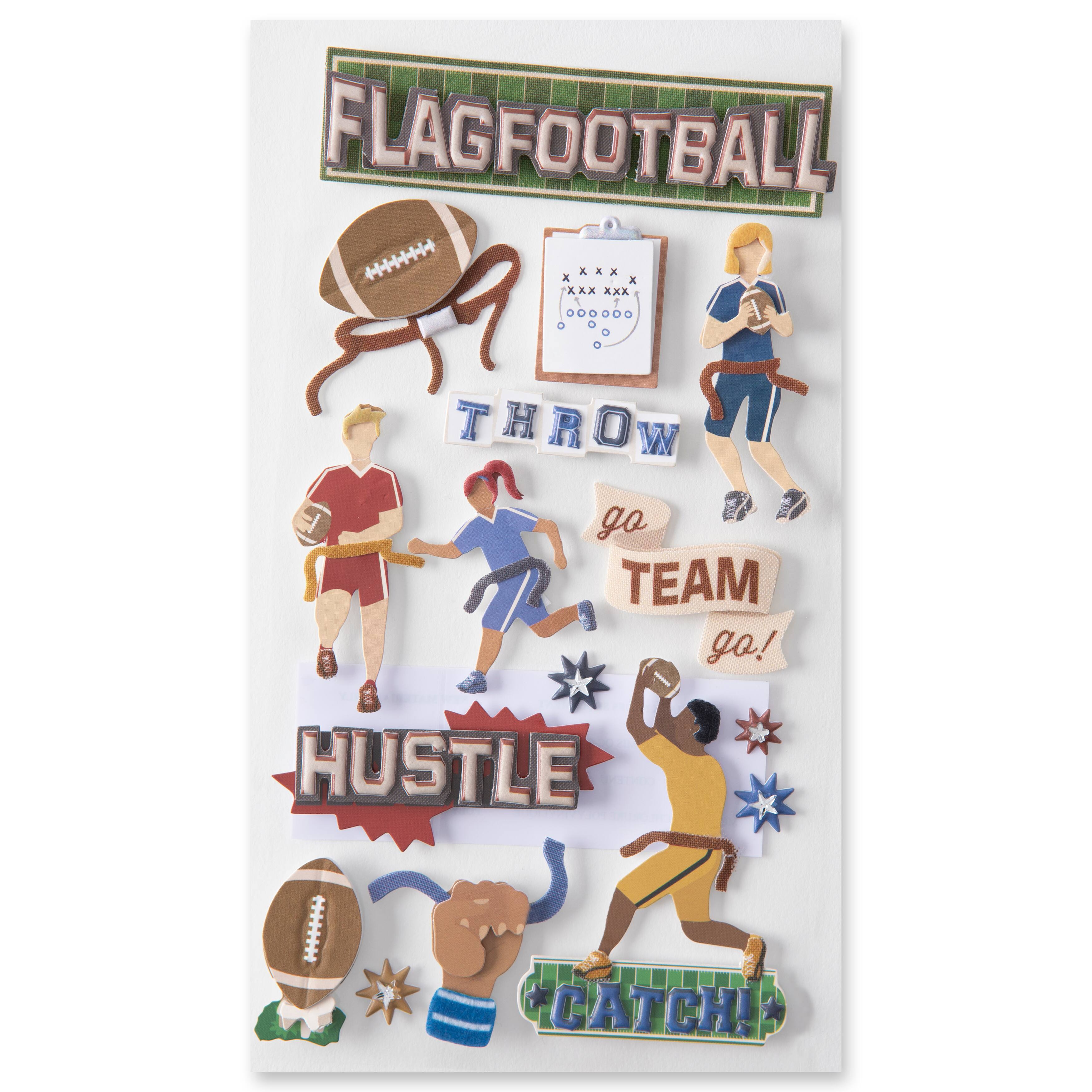 12 Pack: Flag Football Dimensional Stickers by Recollections&#x2122;