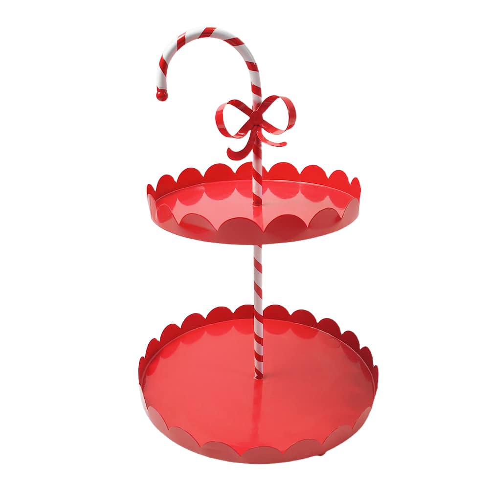 16.5&#x22; Candy Cane 2-Tier Metal Tray by Ashland&#xAE;
