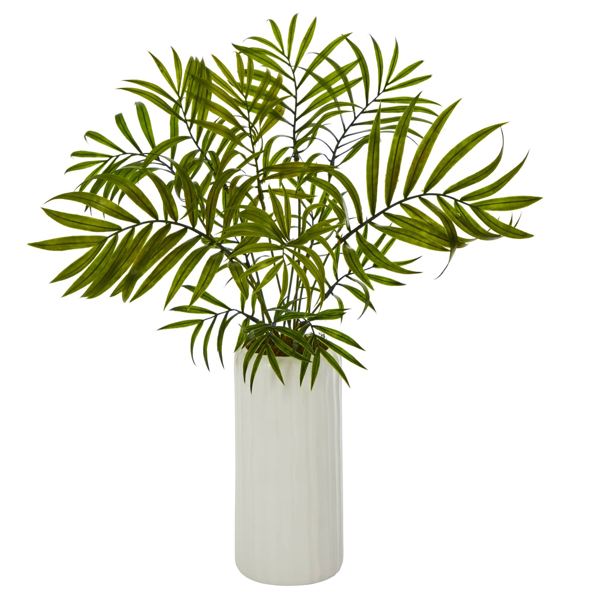 18" Mini Areca Palm Artificial Plant in White Planter