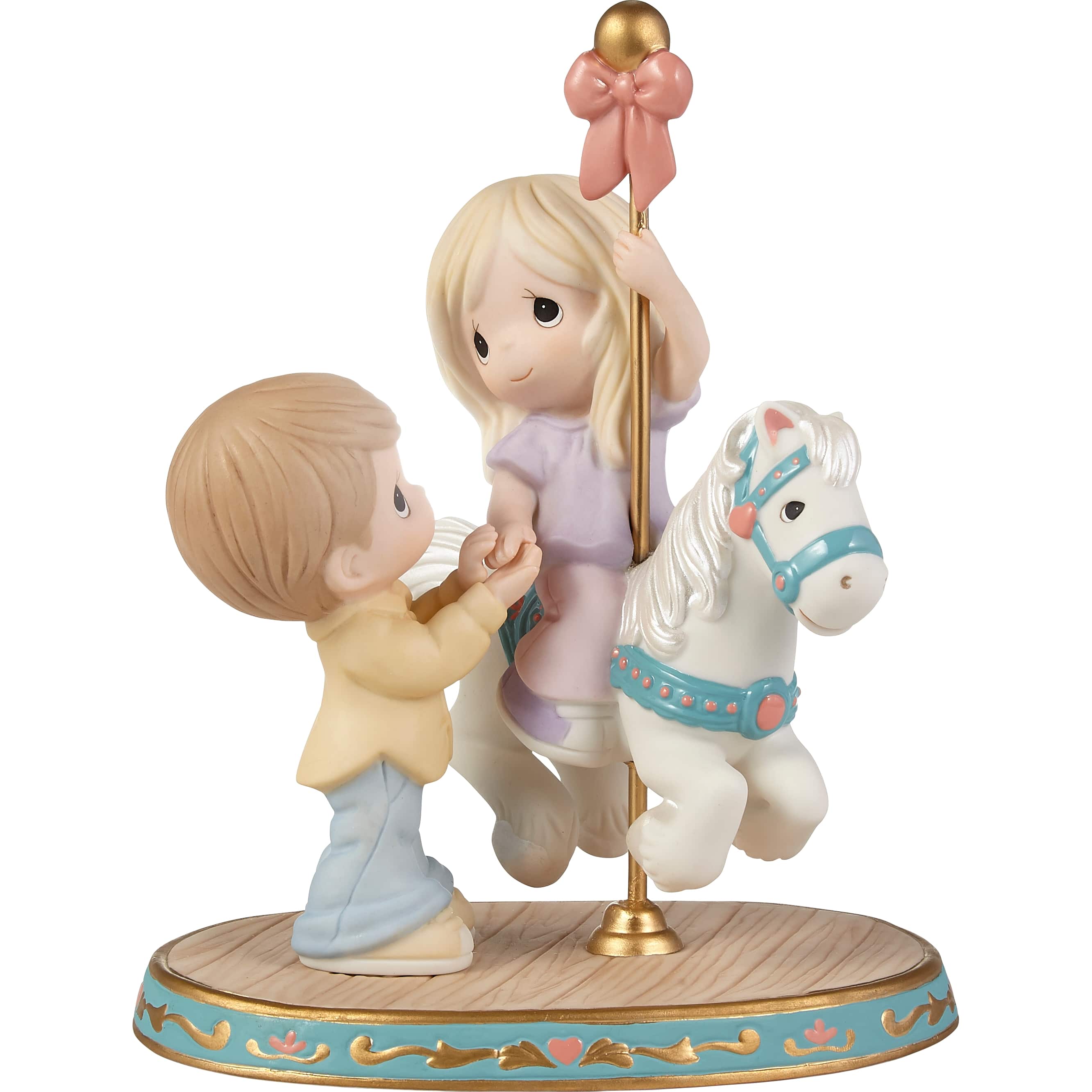 Precious Moments 8&#x22; Your Love Makes My World Go Round Bisque Porcelain &#x26; Metal Figurine