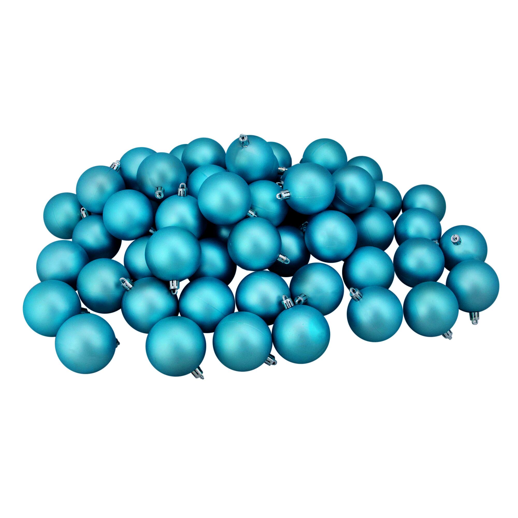 60ct Matte Turquoise Blue Shatterproof Ball Ornaments
