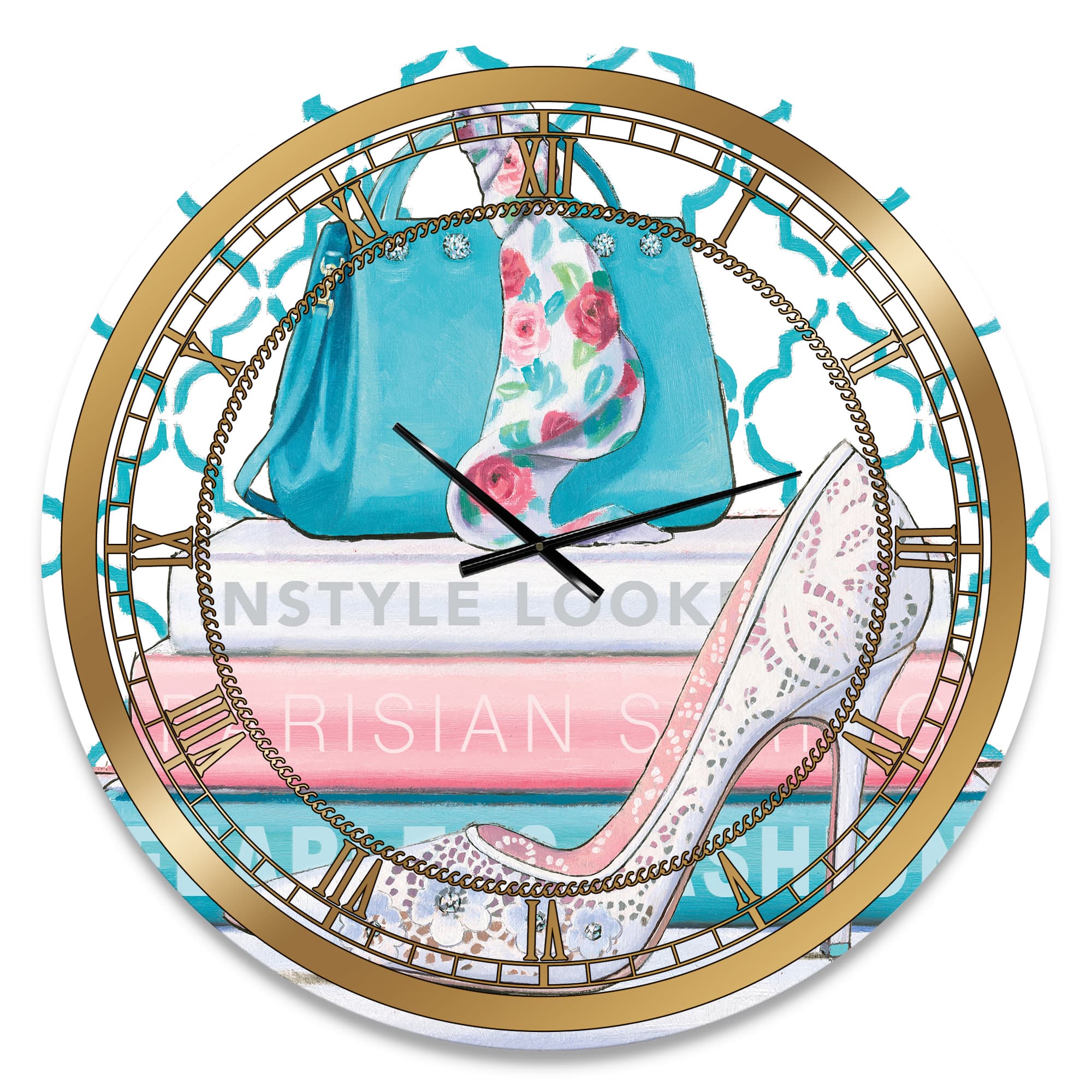 Designart 'Pink Fashion High Heels Iv Glam Wall Clock
