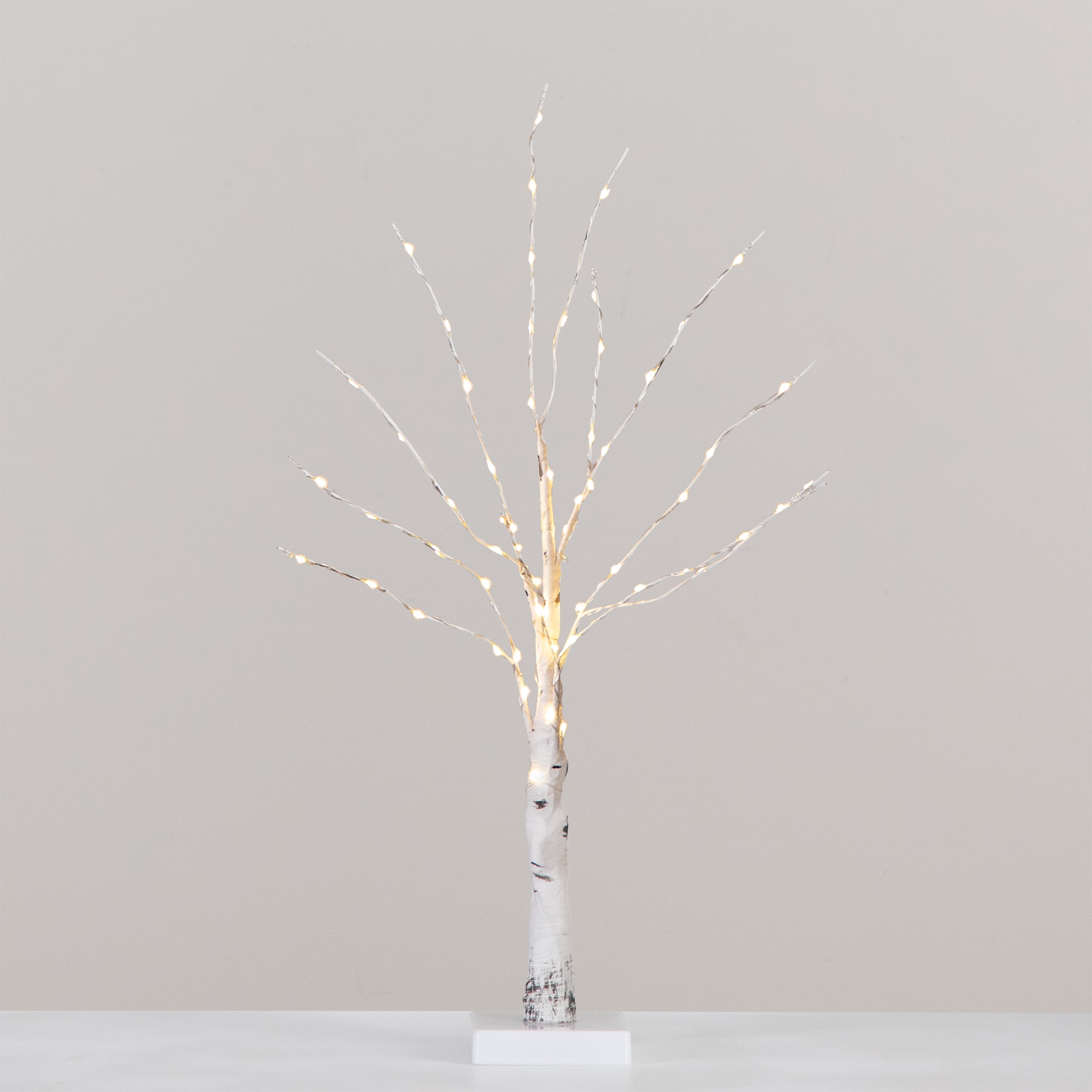 2ft. Pre-Lit White Birch Artificial Christmas Tree, Warm White LED Lights