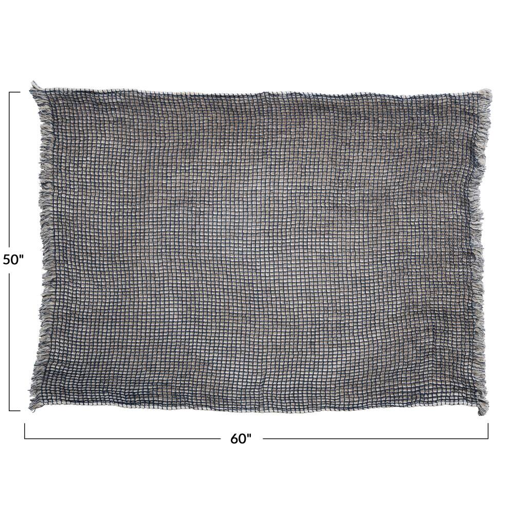 Hello Honey&#xAE; Natural &#x26; Navy 2-Sided Waffle Weave Throw Blanket