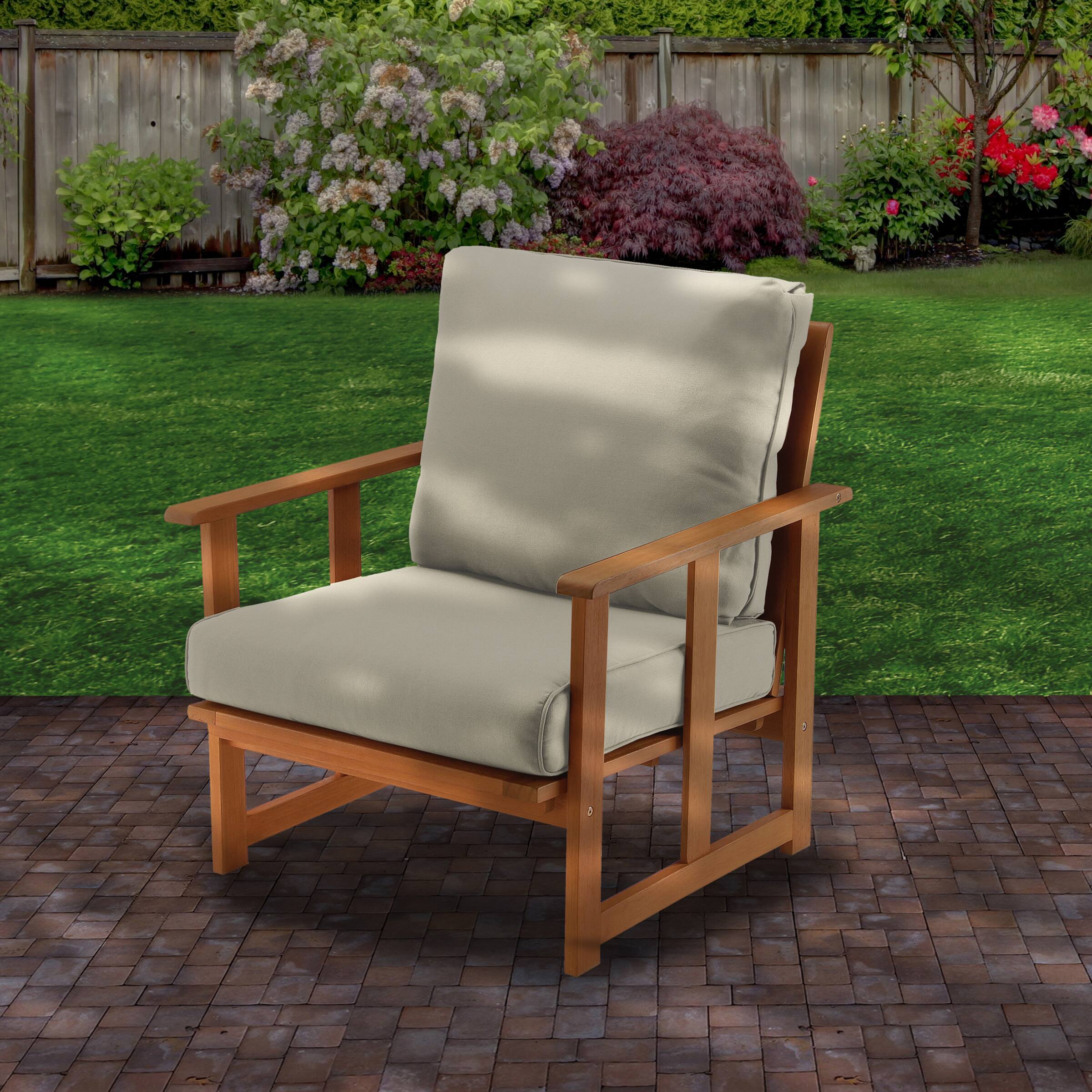 Beige Eucalyptus Grandis Wood Cushioned Club Chair