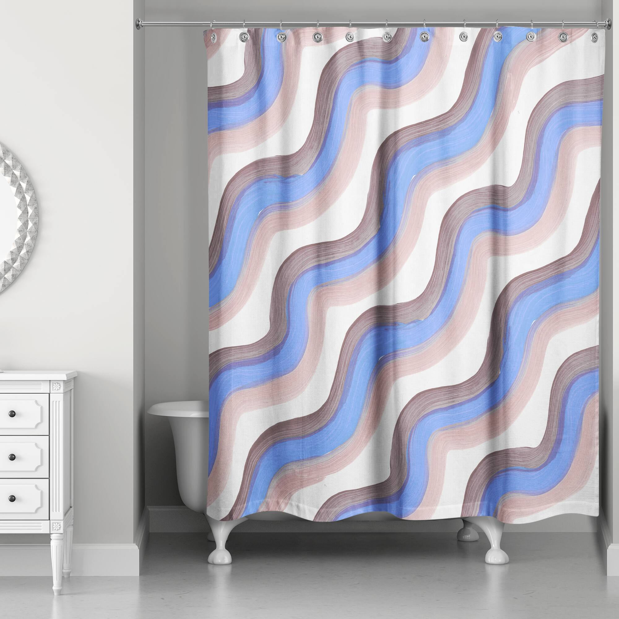 74" Wave Print Shower Curtain
