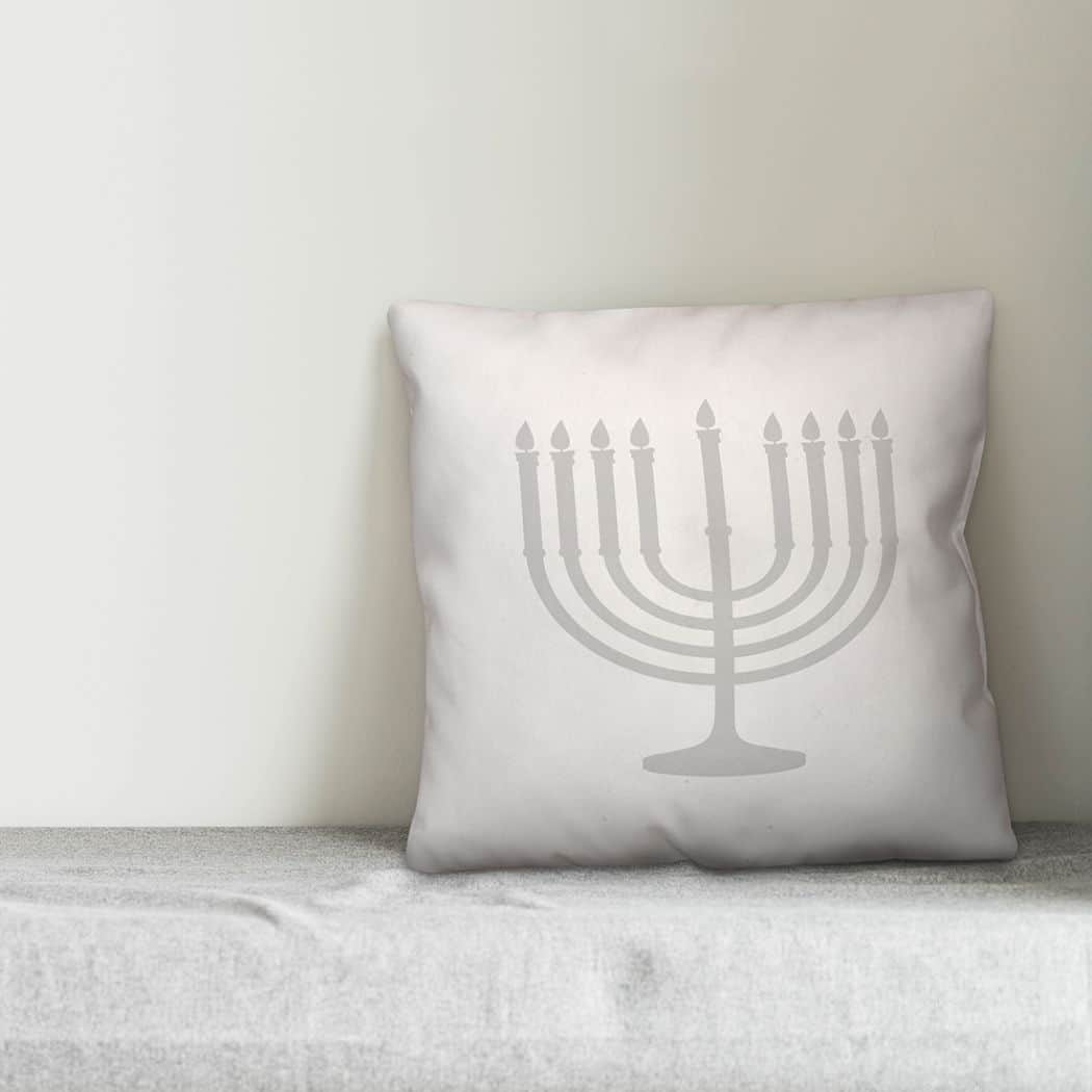 Gray Menorah 18x18 Spun Poly Pillow