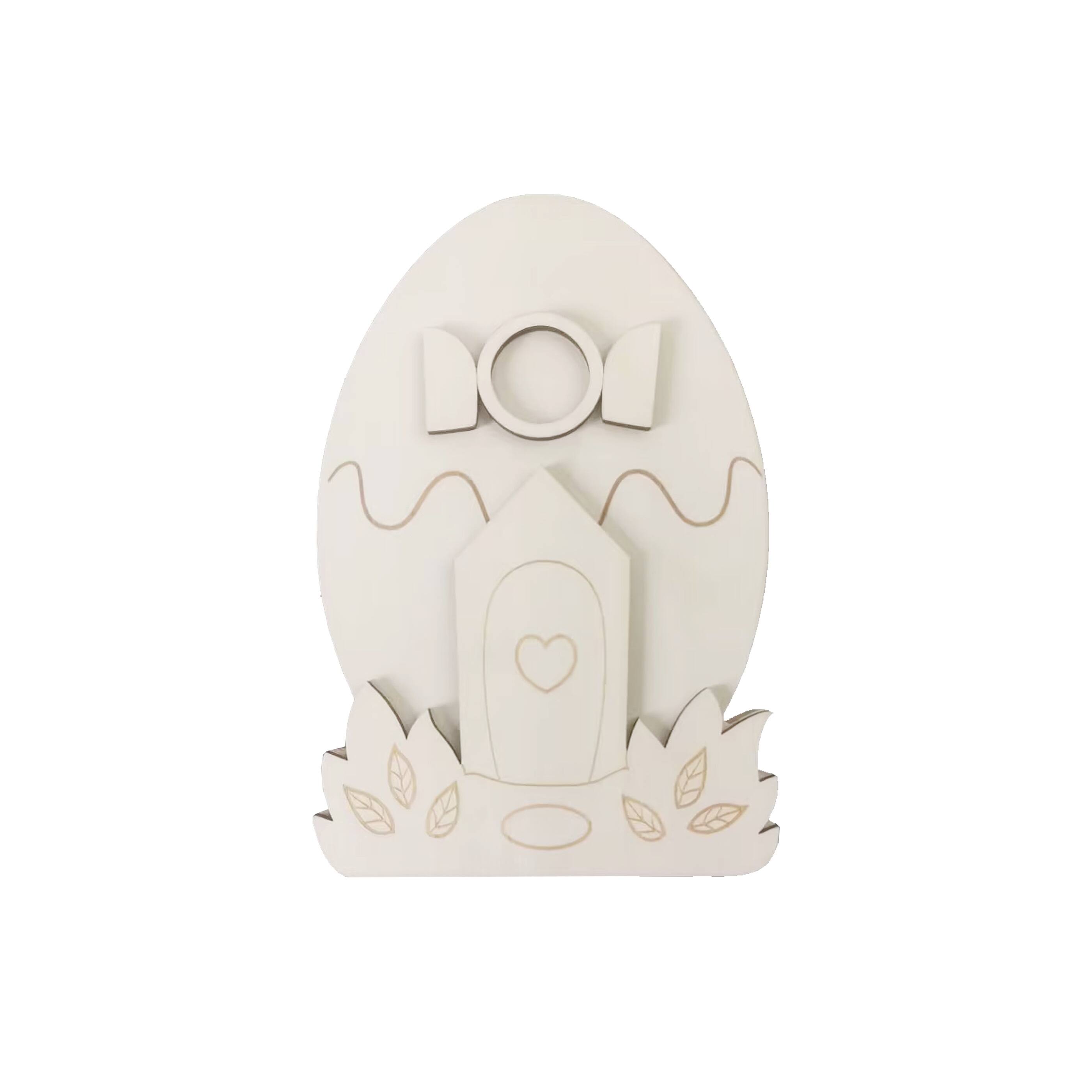 8&#x22; Unfinished Easter Egg House DIY Plywood D&#xE9;cor by Make Market&#xAE;
