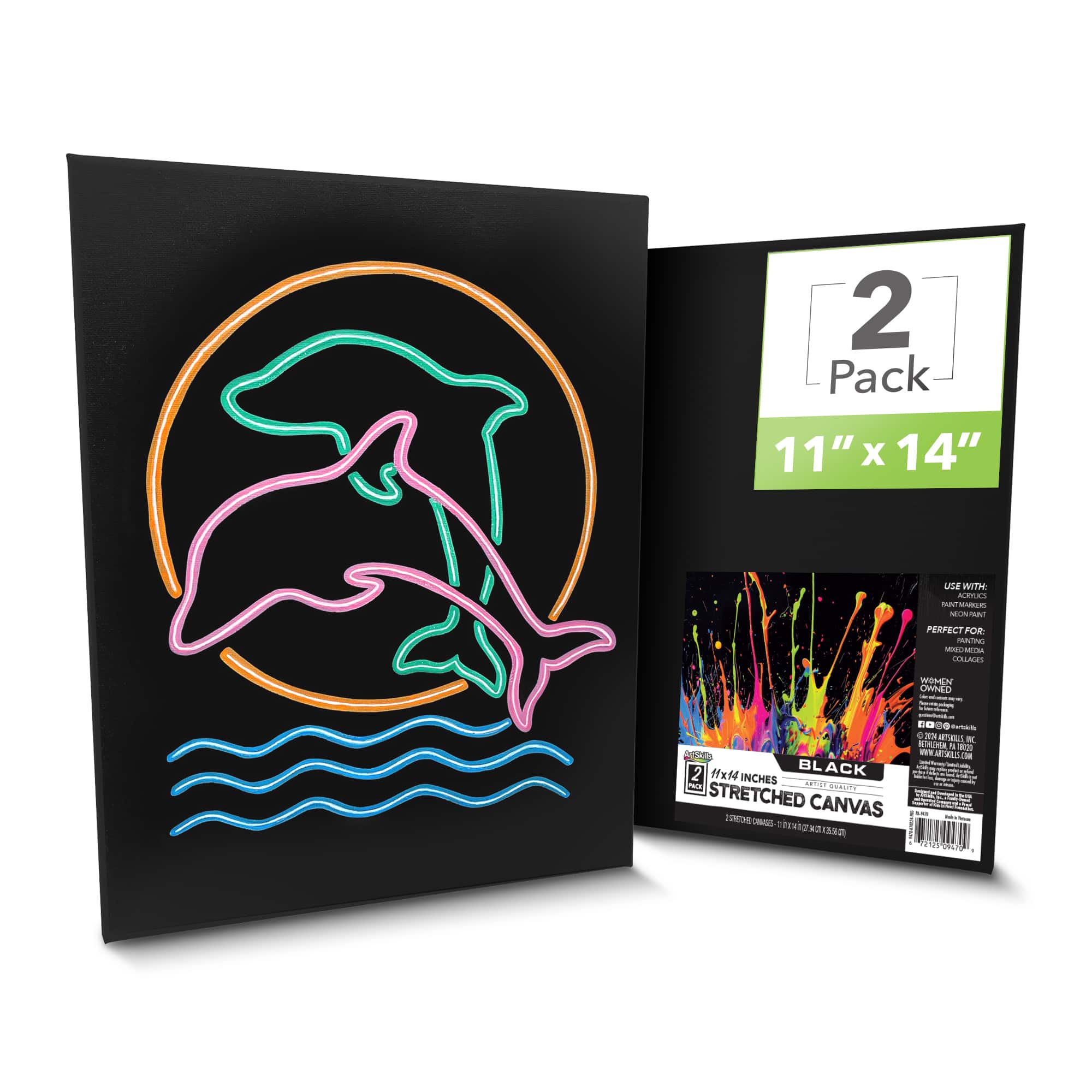 ArtSkills® 2 Pack Black Stretched Canvases