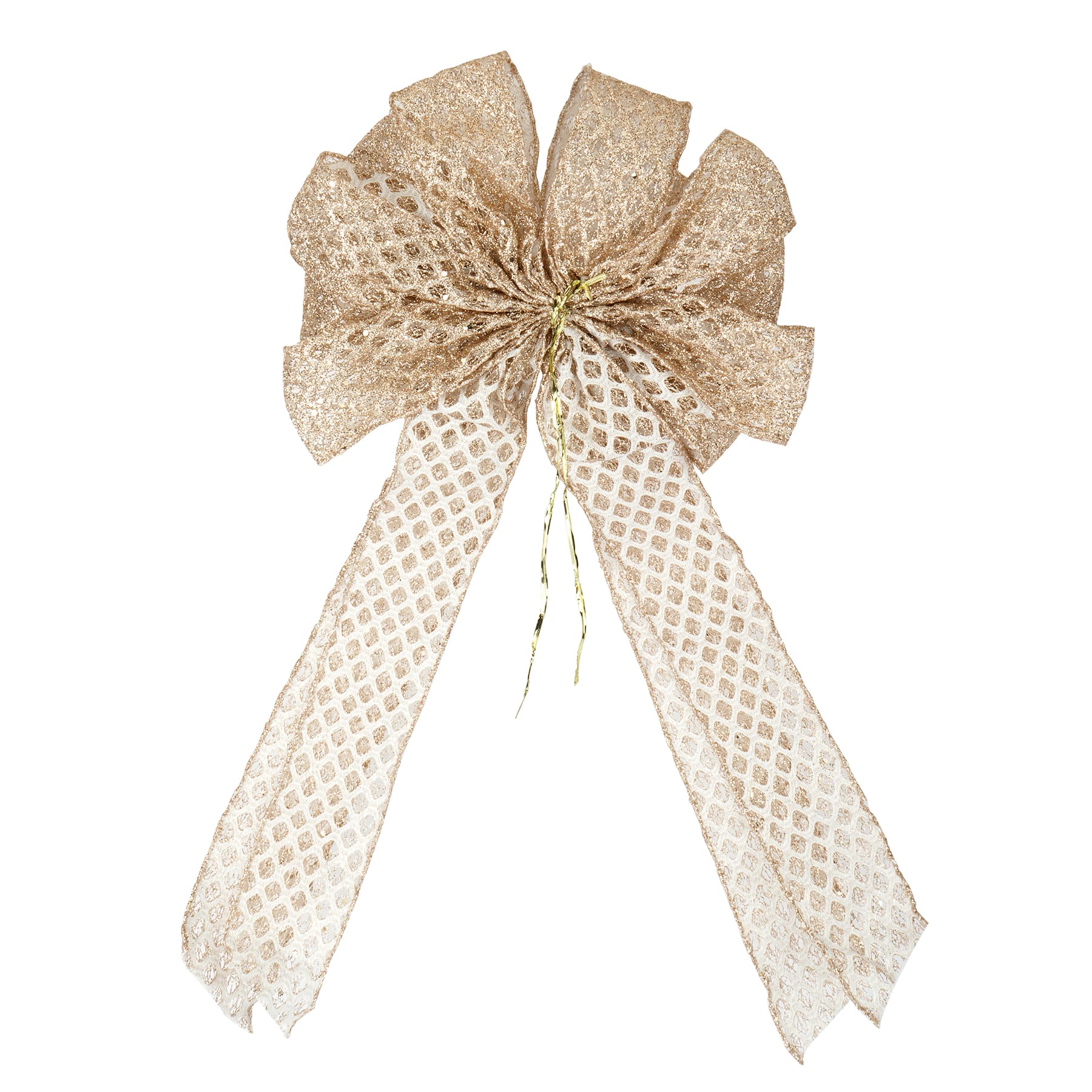 20.5&#x22; Gold Mesh Tree Topper Bow by Celebrate It&#x2122;