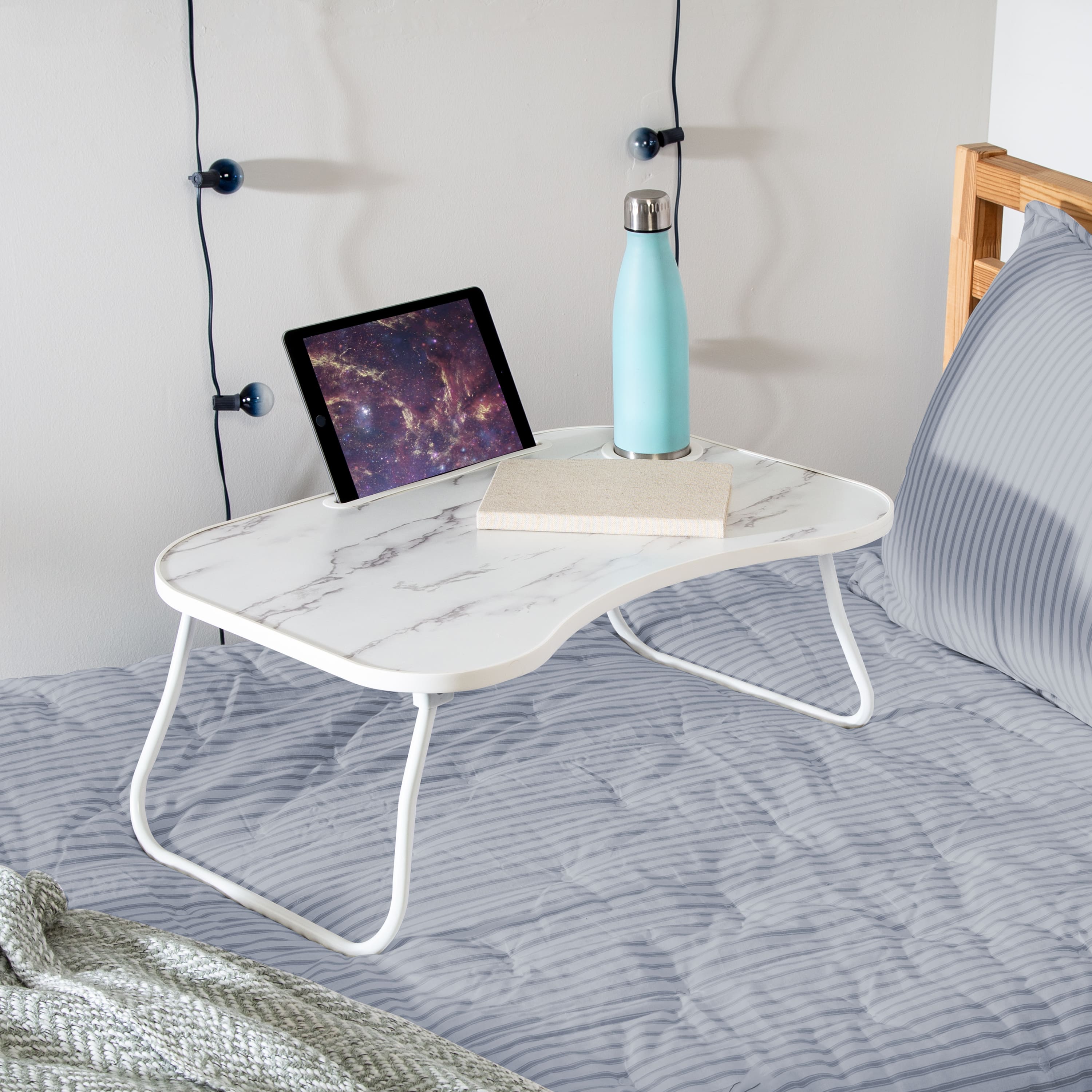 Honey Can Do White Marble Collapsible Folding Lap Desk