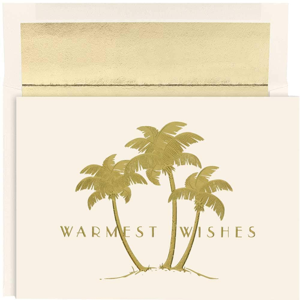 JAM Paper Gold Palm Trees Blank Christmas Cards Set, 18ct.