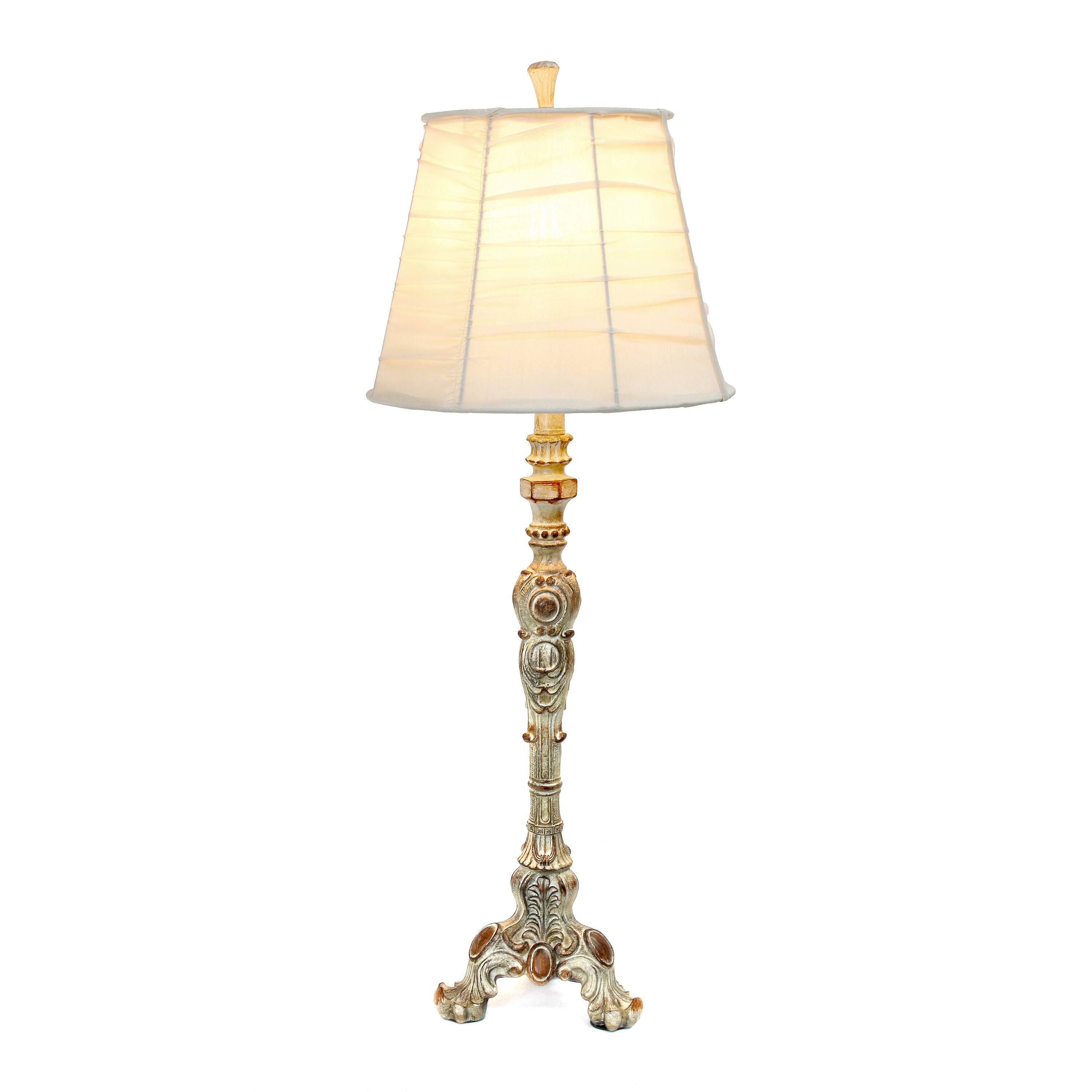 Elegant Designs Antique Style Buffet Table Lamp with Cream Ruched Shade