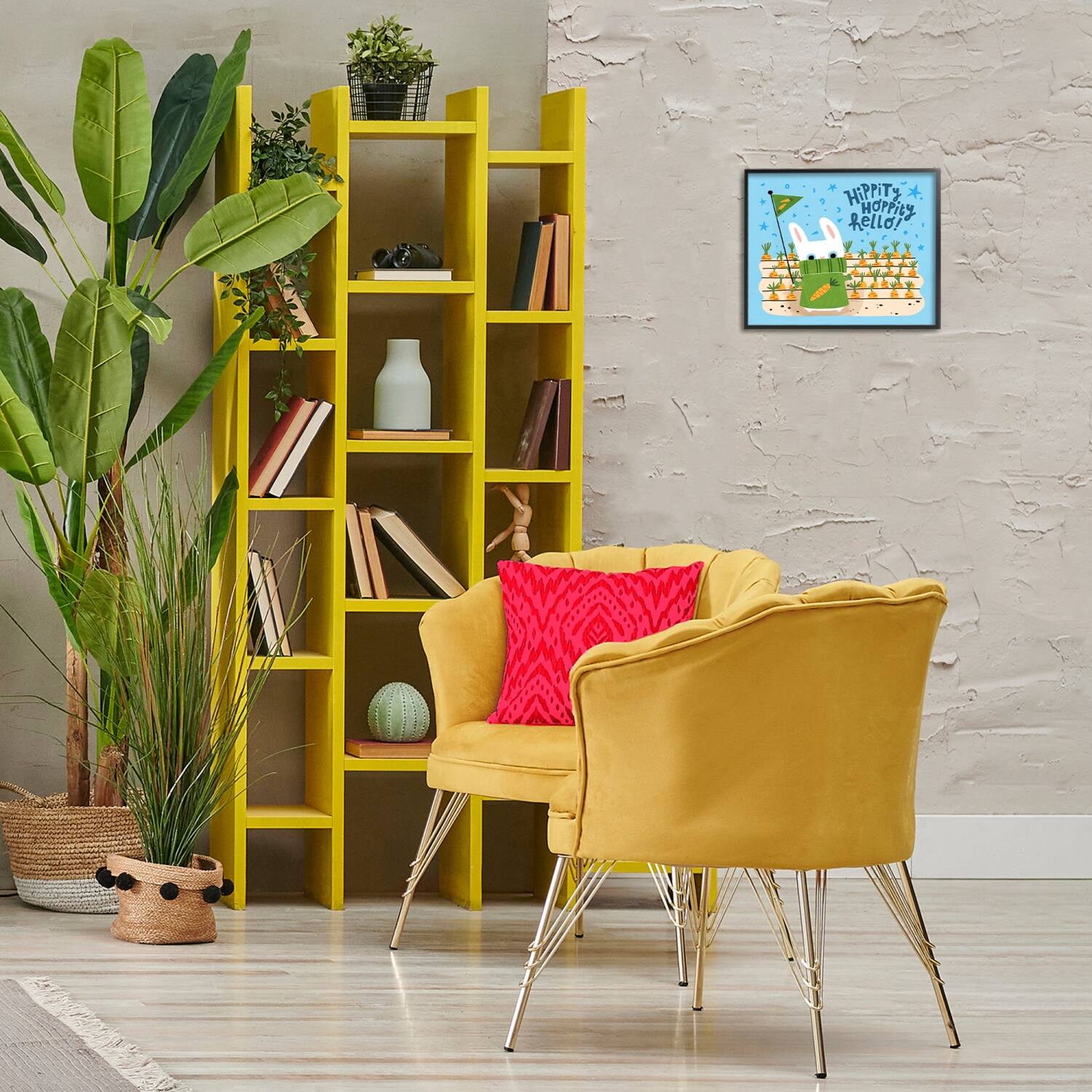 Stupell Industries Hippity Hoppity Hello Bunny Framed Giclee Art