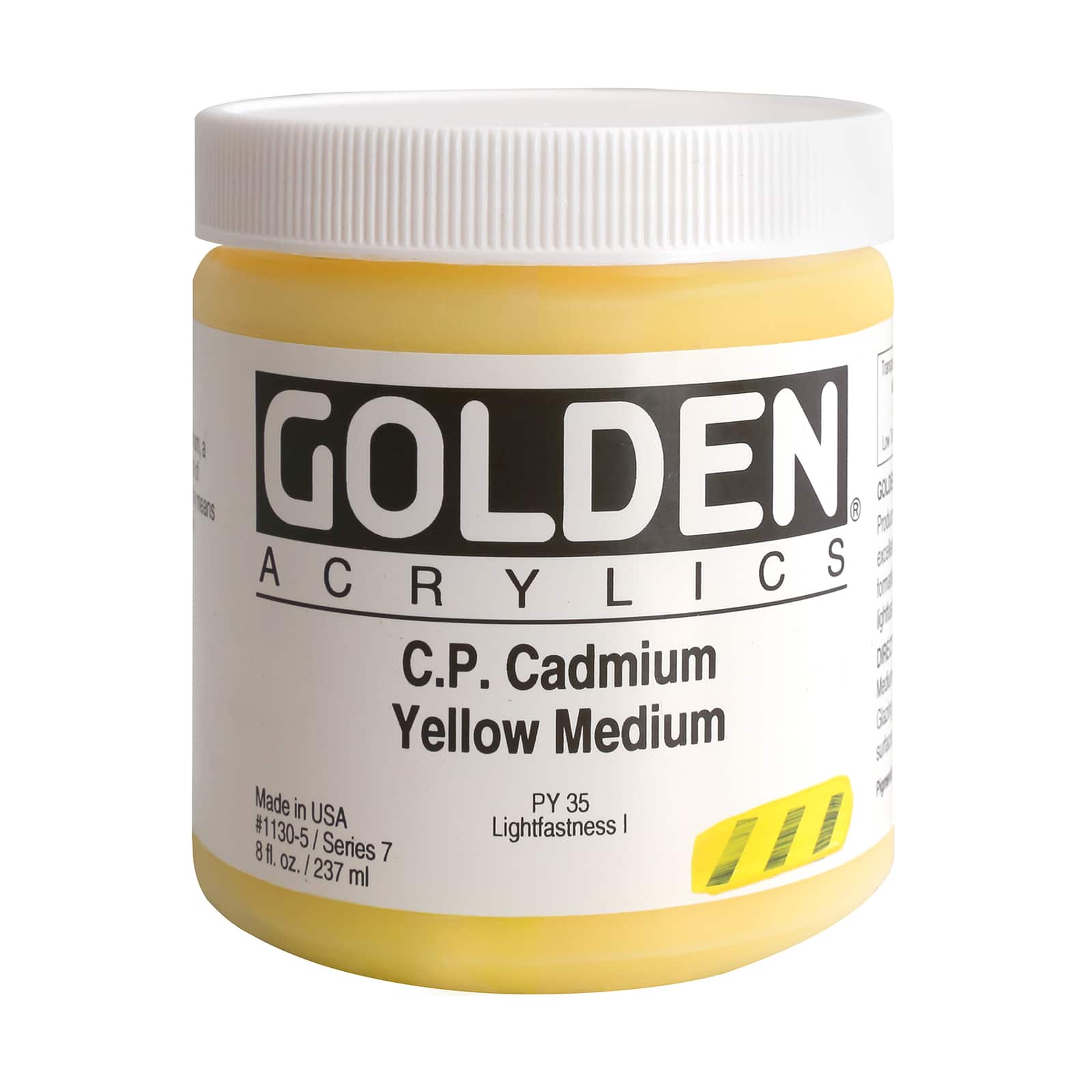 Golden Heavy Body Acrylic Paint, 8 oz in C.p. Cadmium Yellow Medium