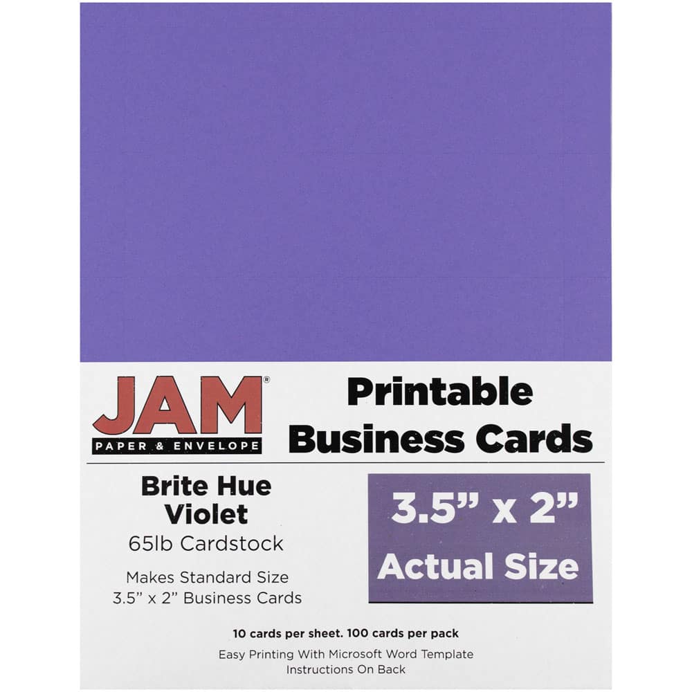 JAM Paper Brite Hue Printable Business Cards, 100ct.