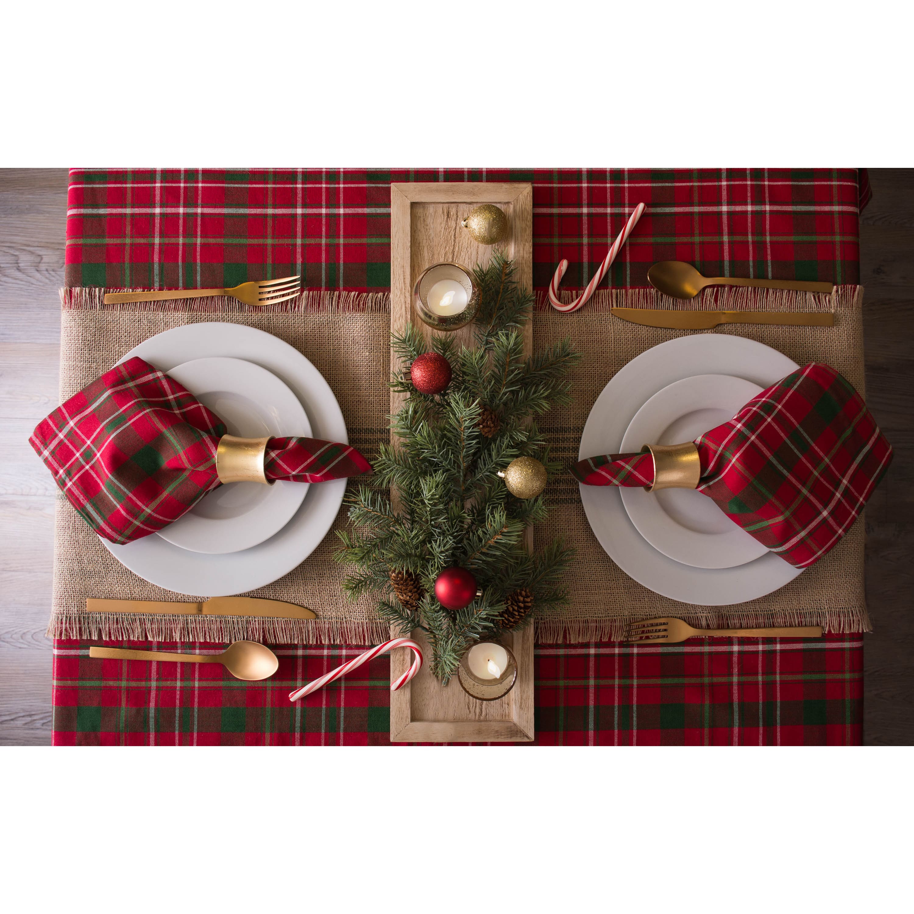 DII® 52" Tartan Holly Plaid Tablecloth