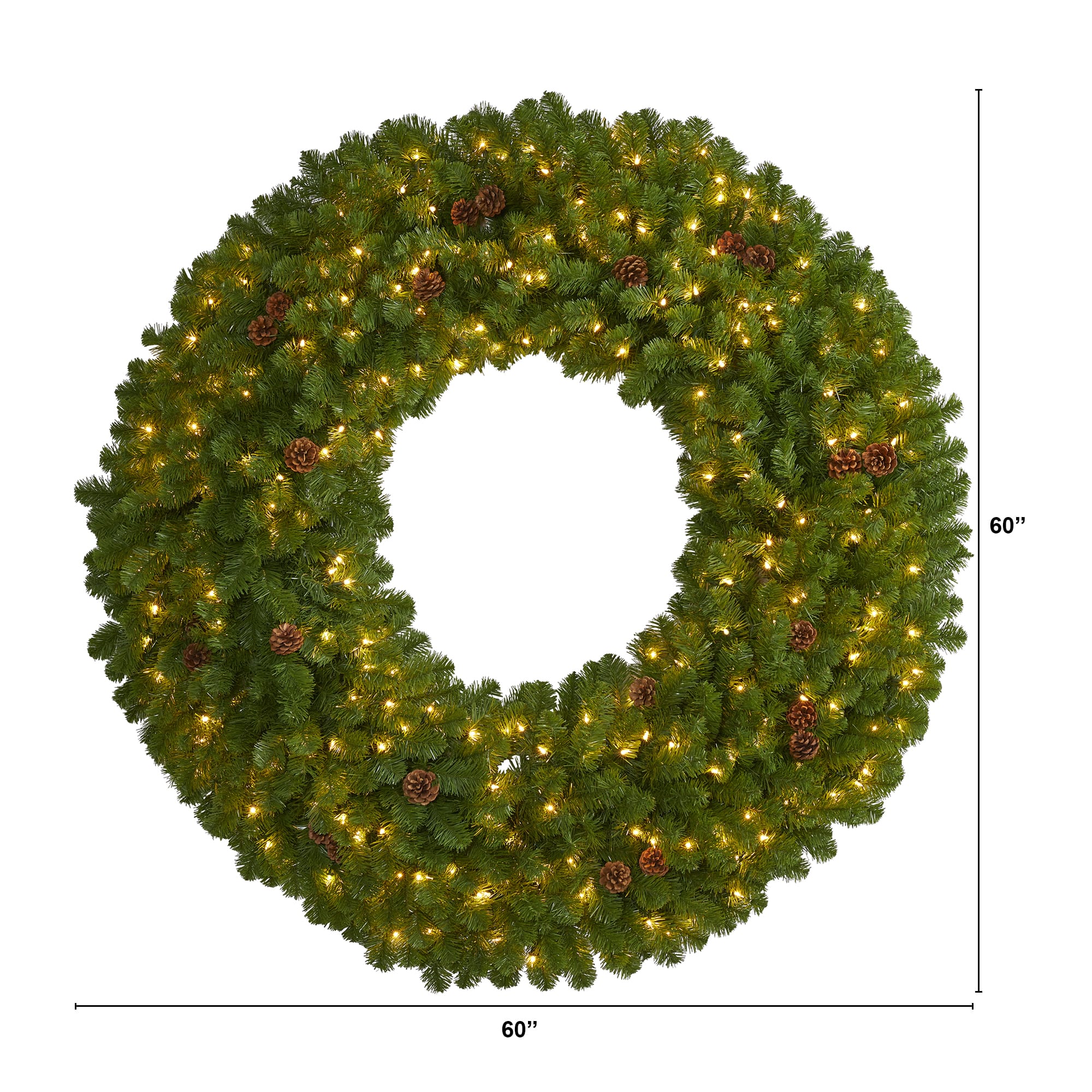5ft. Pre-Lit Pine & Pinecone Artificial Christmas Wreath