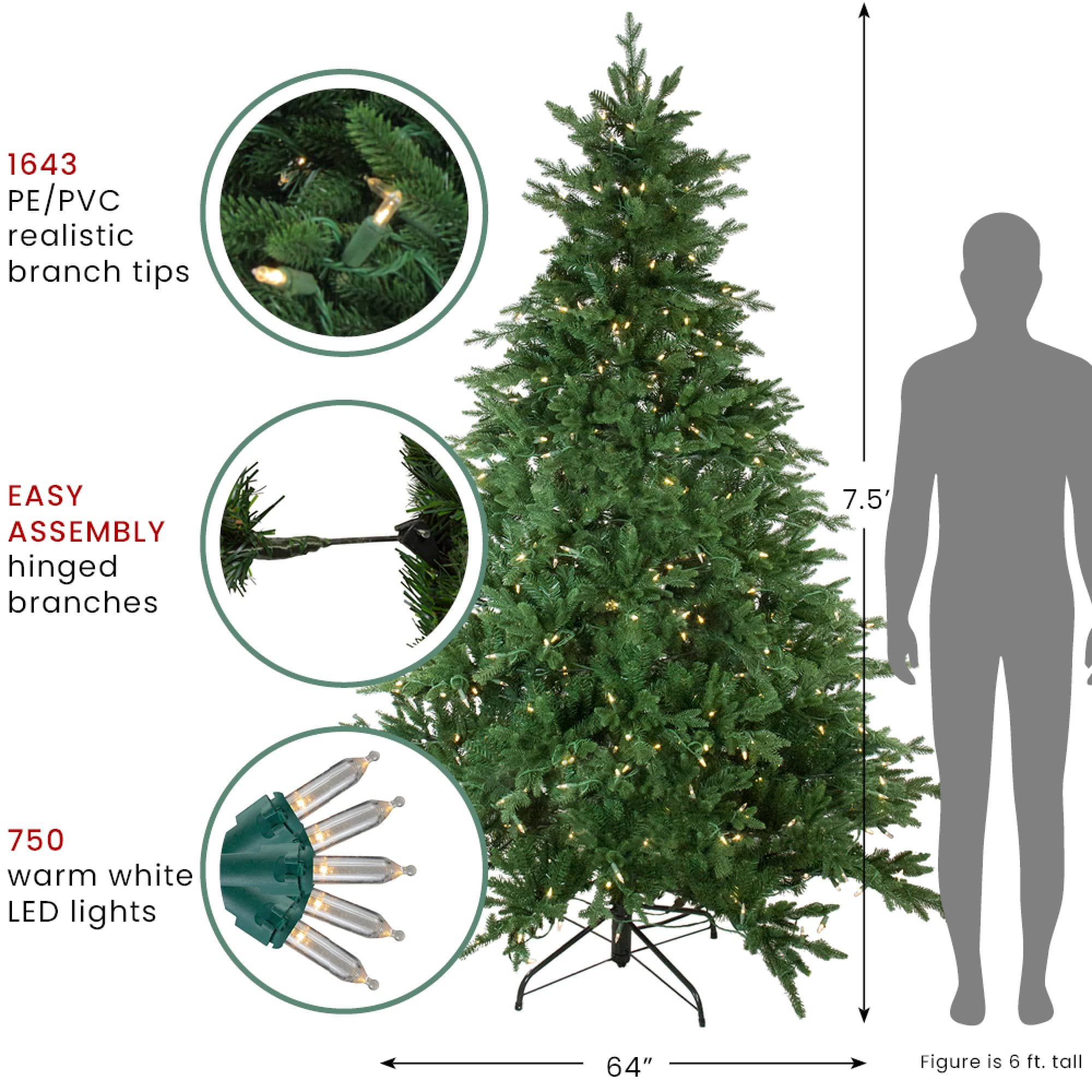 7.5ft. Pre-Lit Real Touch&#x2122;&#xFE0F; Minnesota Balsam Fir Artificial Christmas Tree, Warm White LED Lights