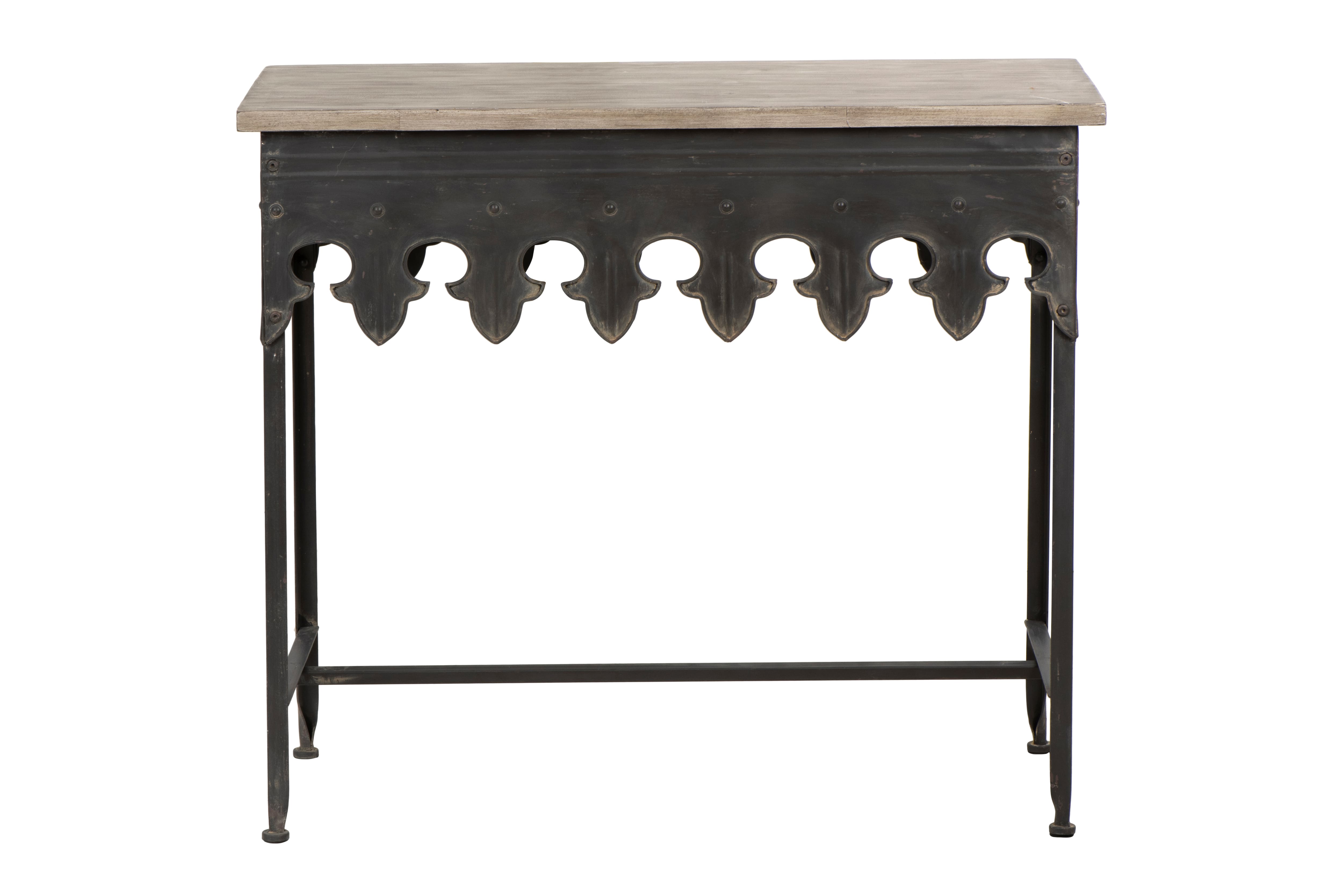 36&#x22; Rustic Farmhouse Metal Console Table with Solid Wood Top