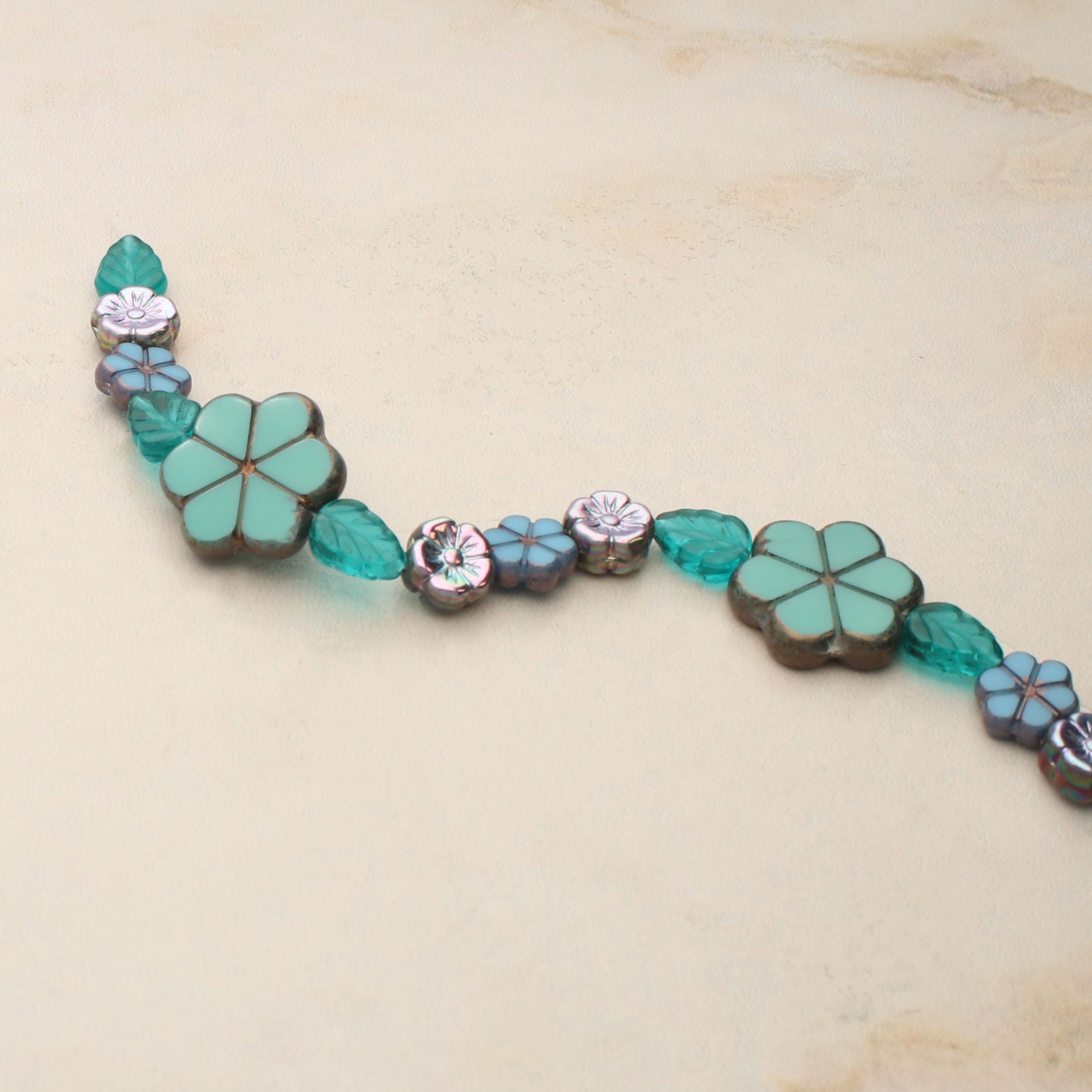 6 Packs: 15 ct. (90 total) Santa Fe Czech Glass Flower & Leaf Bead Mix by Bead Landing™