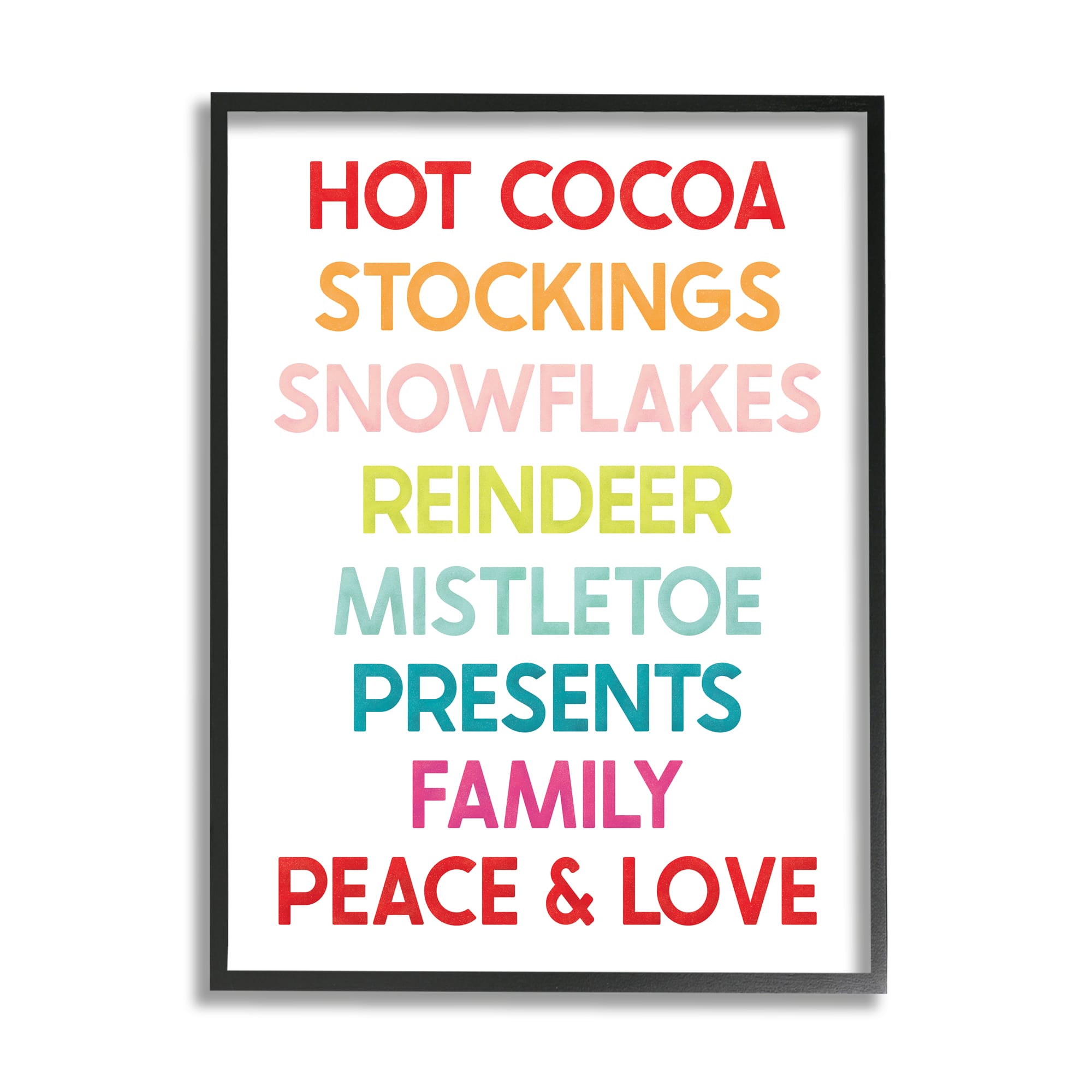 Stupell Industries Peace &#x26; Love Rainbow Christmas List Framed Giclee Art