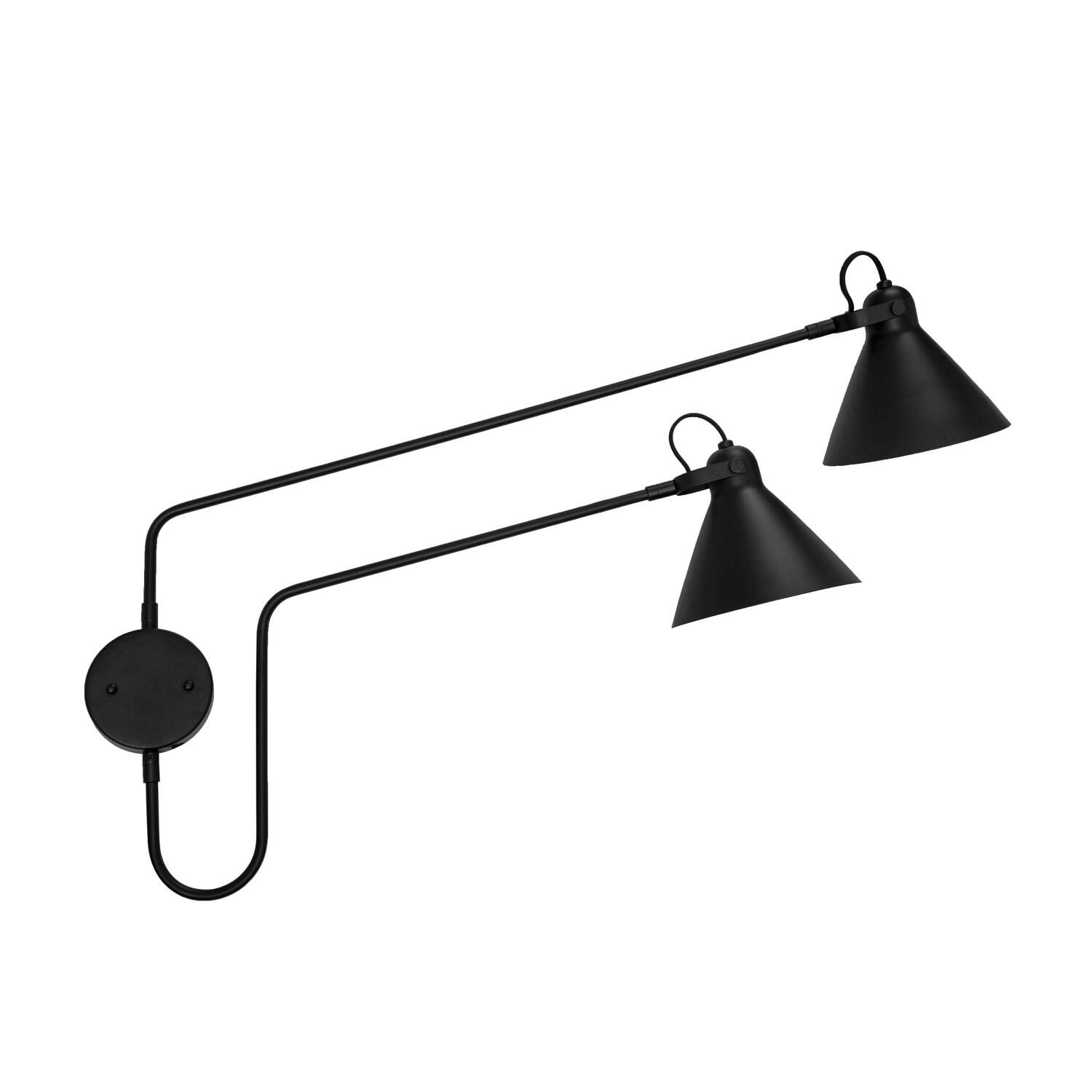 Hello Honey® 5ft. Black Modern 2-Light Metal Articulating Wall Sconce