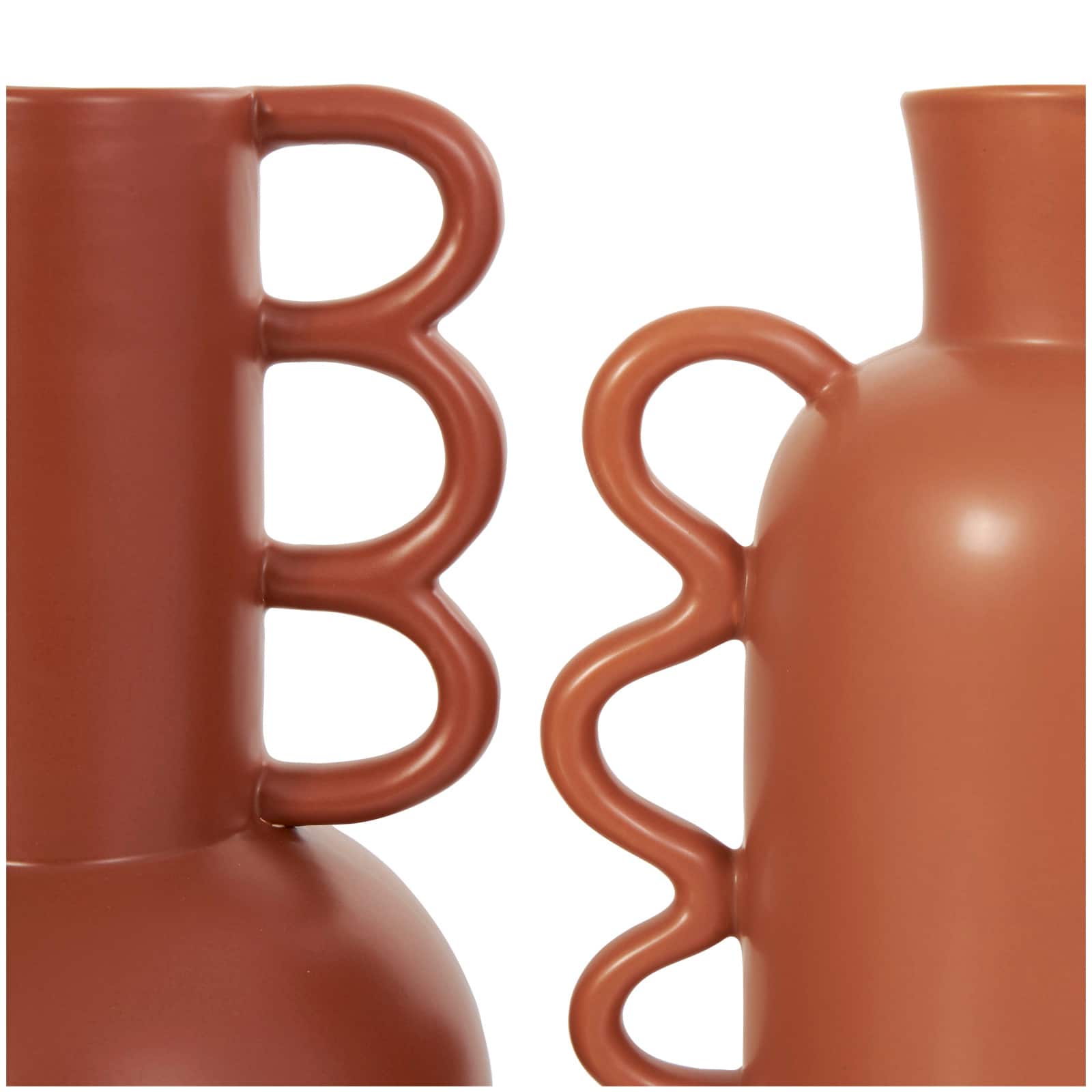 CosmoLiving by Cosmopolitan Geometric Wavy Handles Ceramic Vase Set