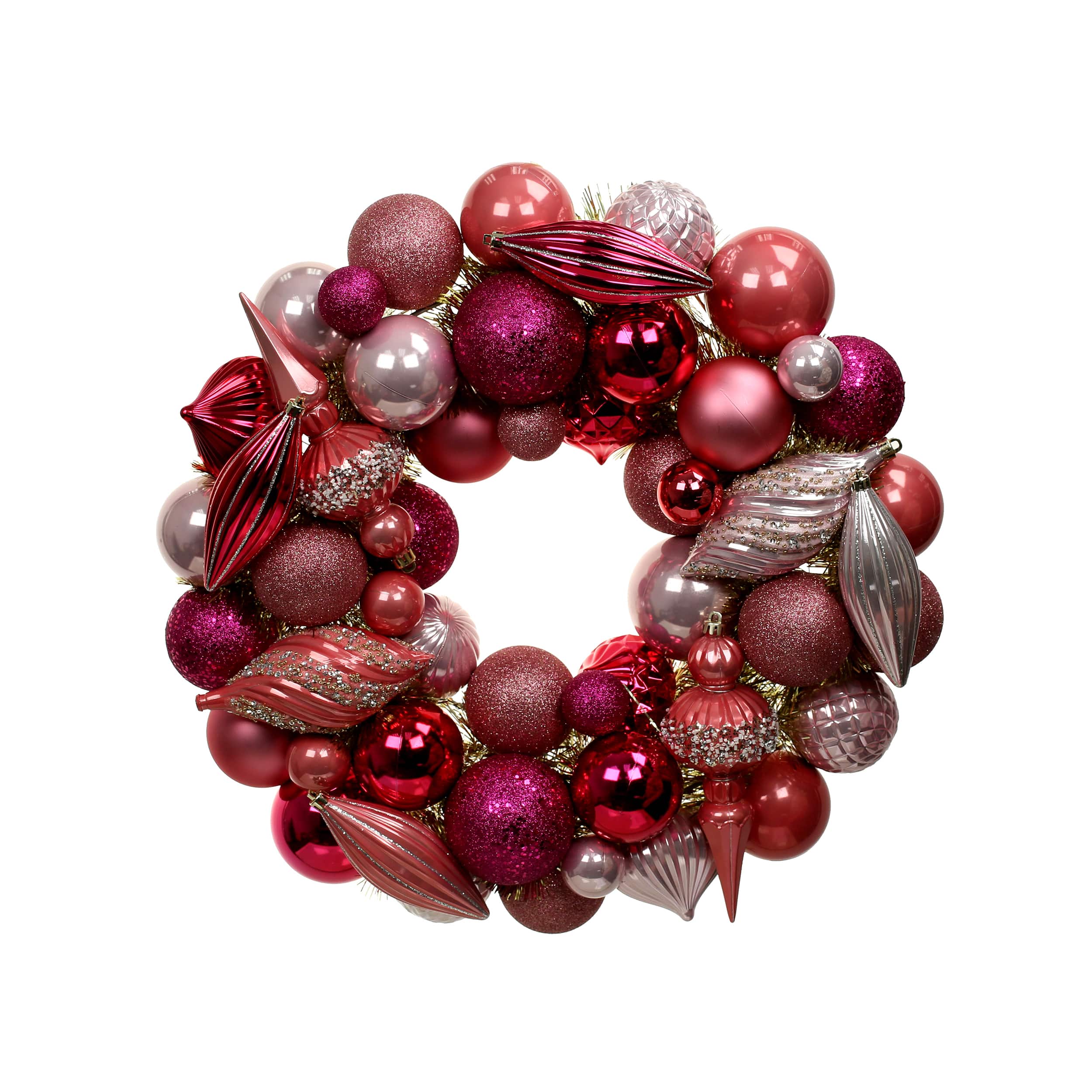 20" Pink Holly Jolly Ornament Wreath by Ashland®