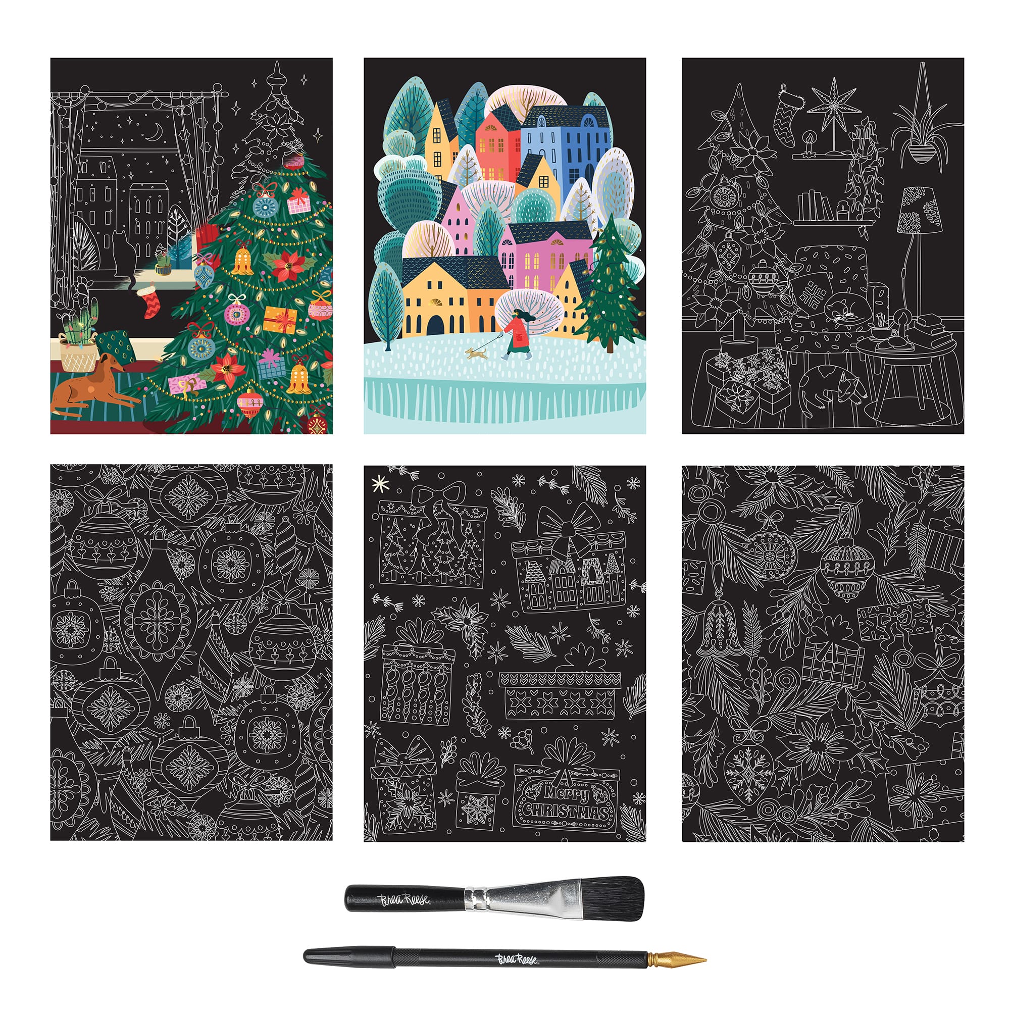 Brea Reese&#x2122; 9&#x22; x 12&#x22; Modern Christmas Scratch Art Paper Pad