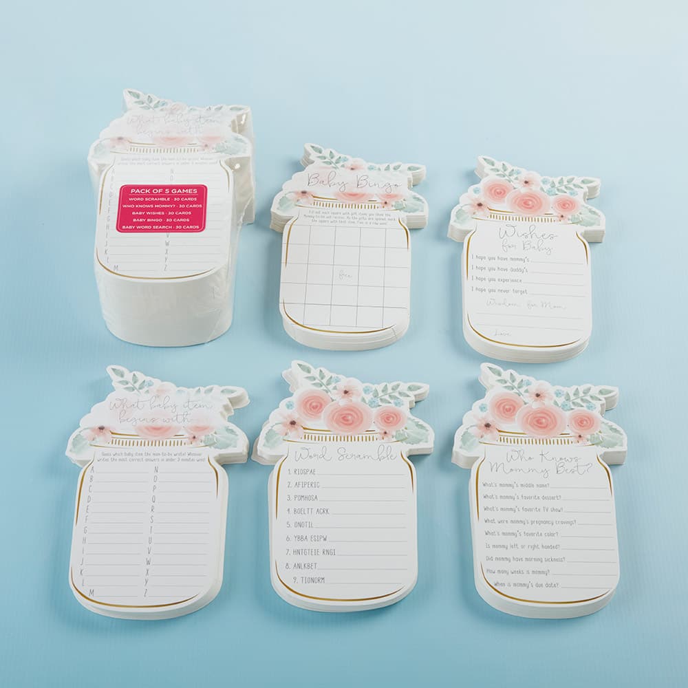 Kate Aspen&#xAE; Floral Mason Jar Baby Shower 5-Game Card Set