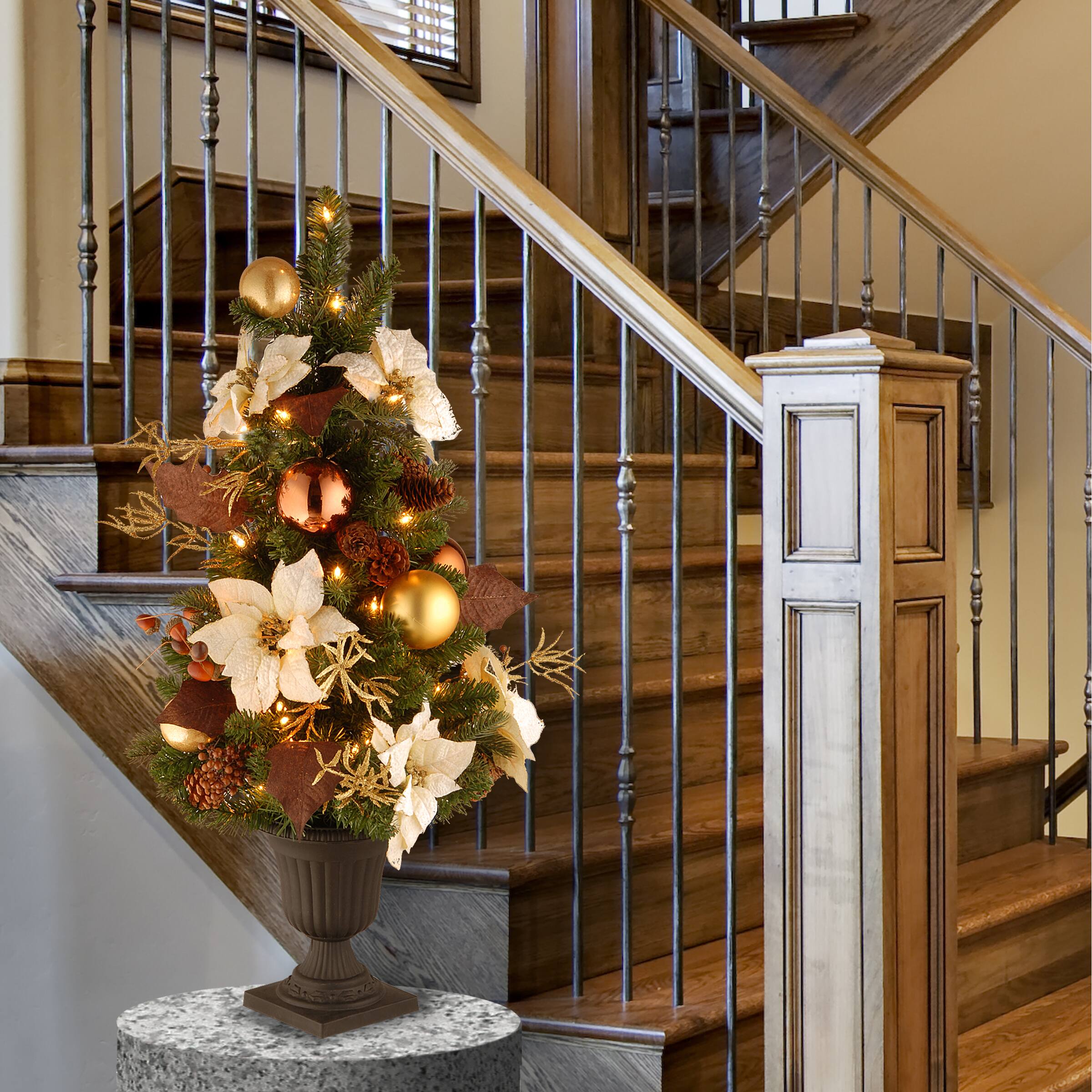 3ft. Decorative Collection Inspired by Nature Entrance Artificial Christmas Tree, Clear Lights