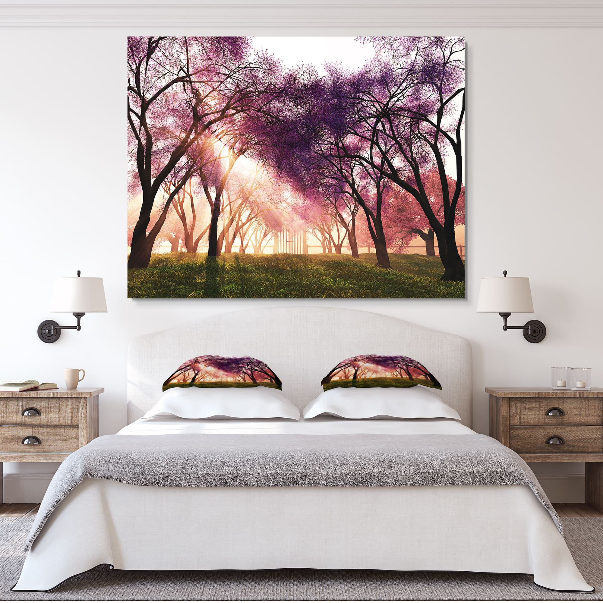 Designart - Cherry Blossoms Japan Garden - Landscape Canvas Art Print