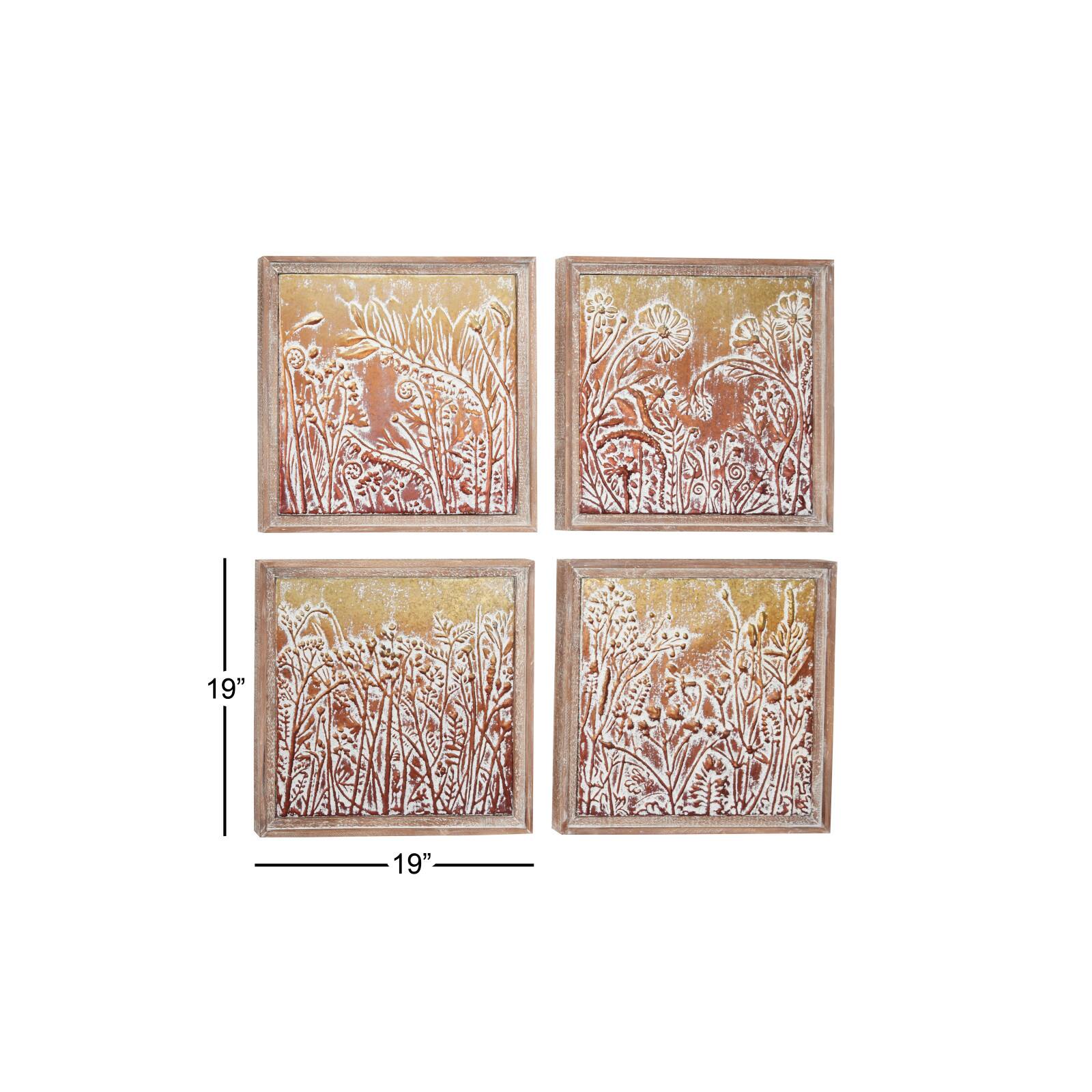 19&#x22; Gold Eclectic Floral Wall D&#xE9;cor Set 
