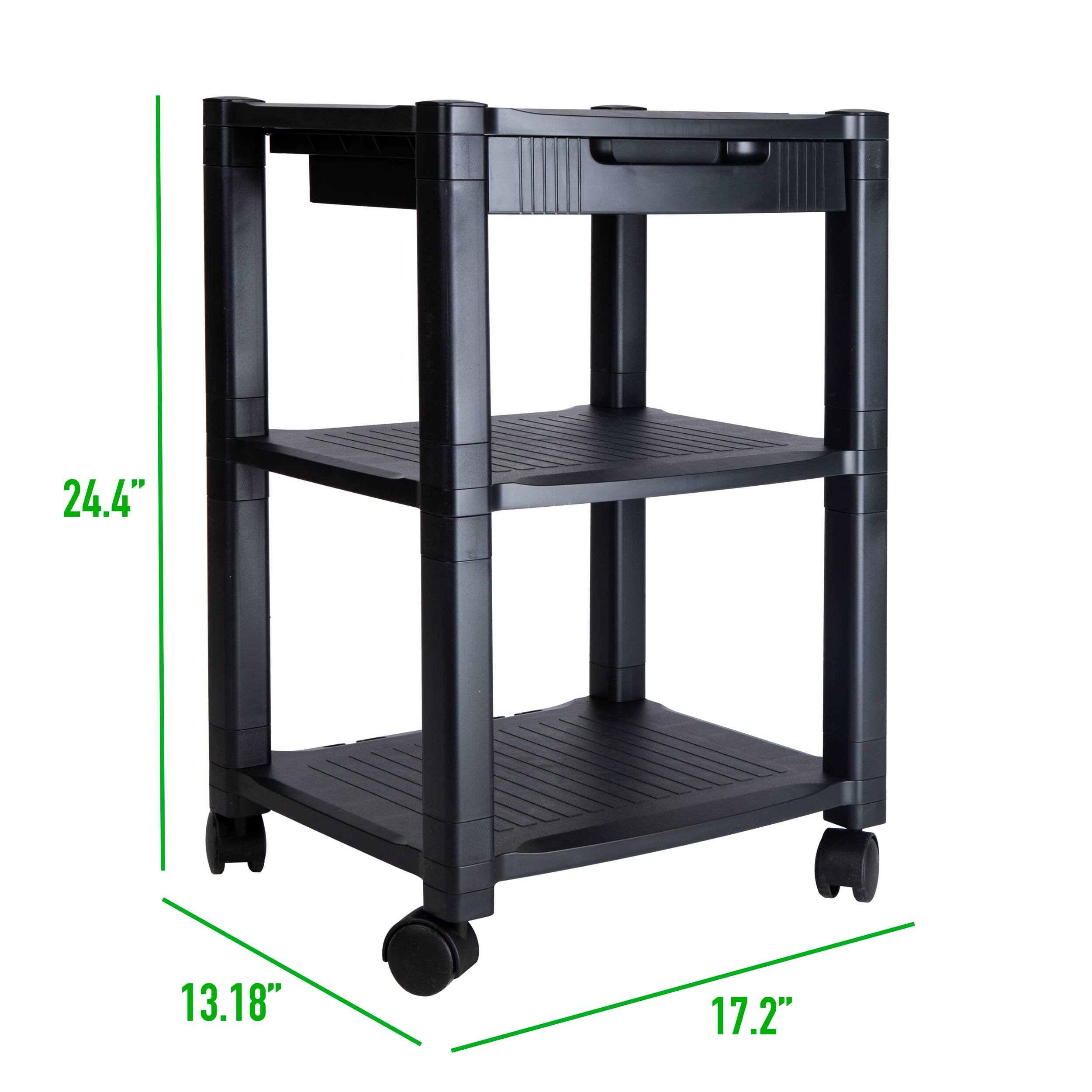 Mind Reader Anchor Collection Black 3-Tier Mobile Printer Cart, 2ct.