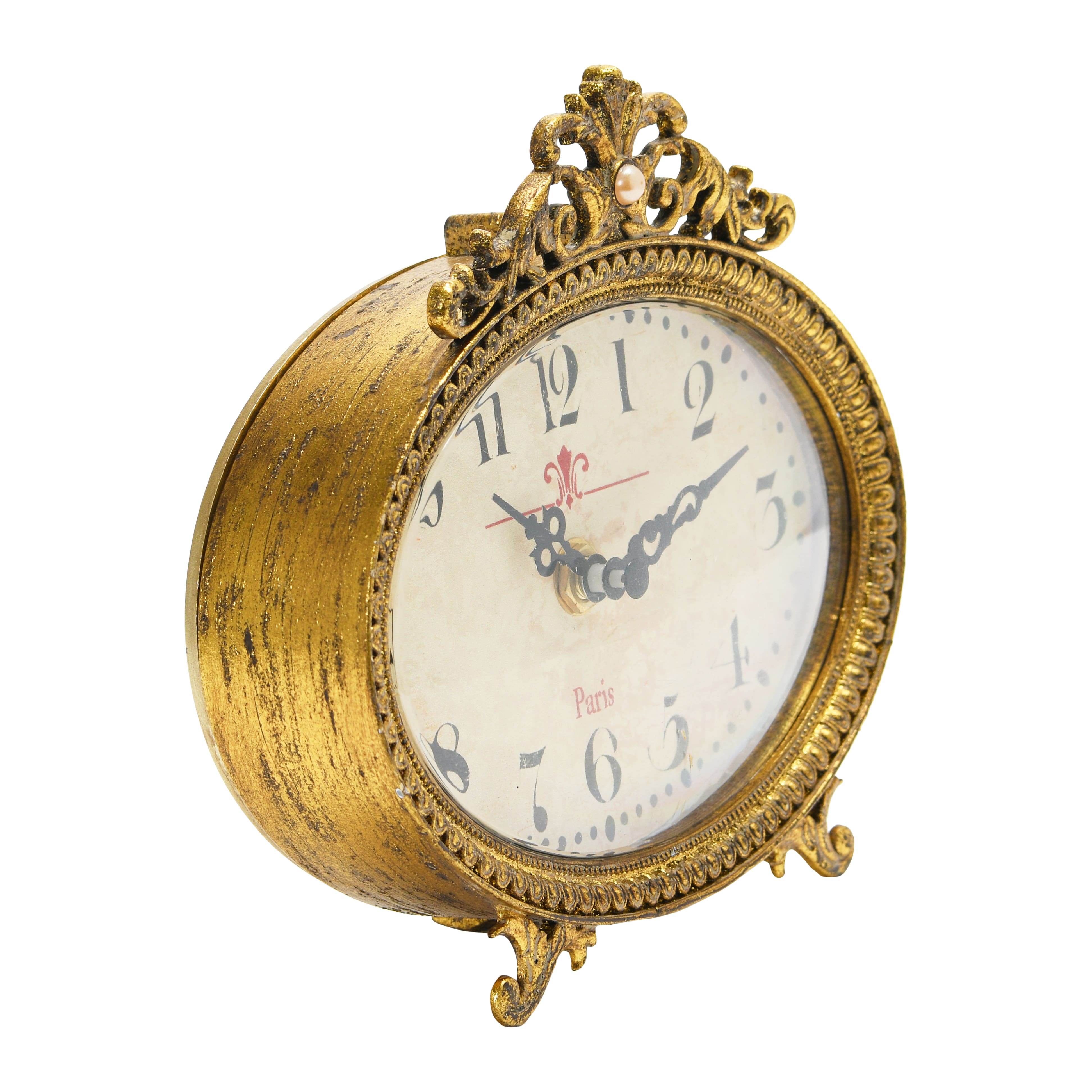 Hello Honey&#xAE; 6.5&#x22; Distressed Pewter Mantel Clock