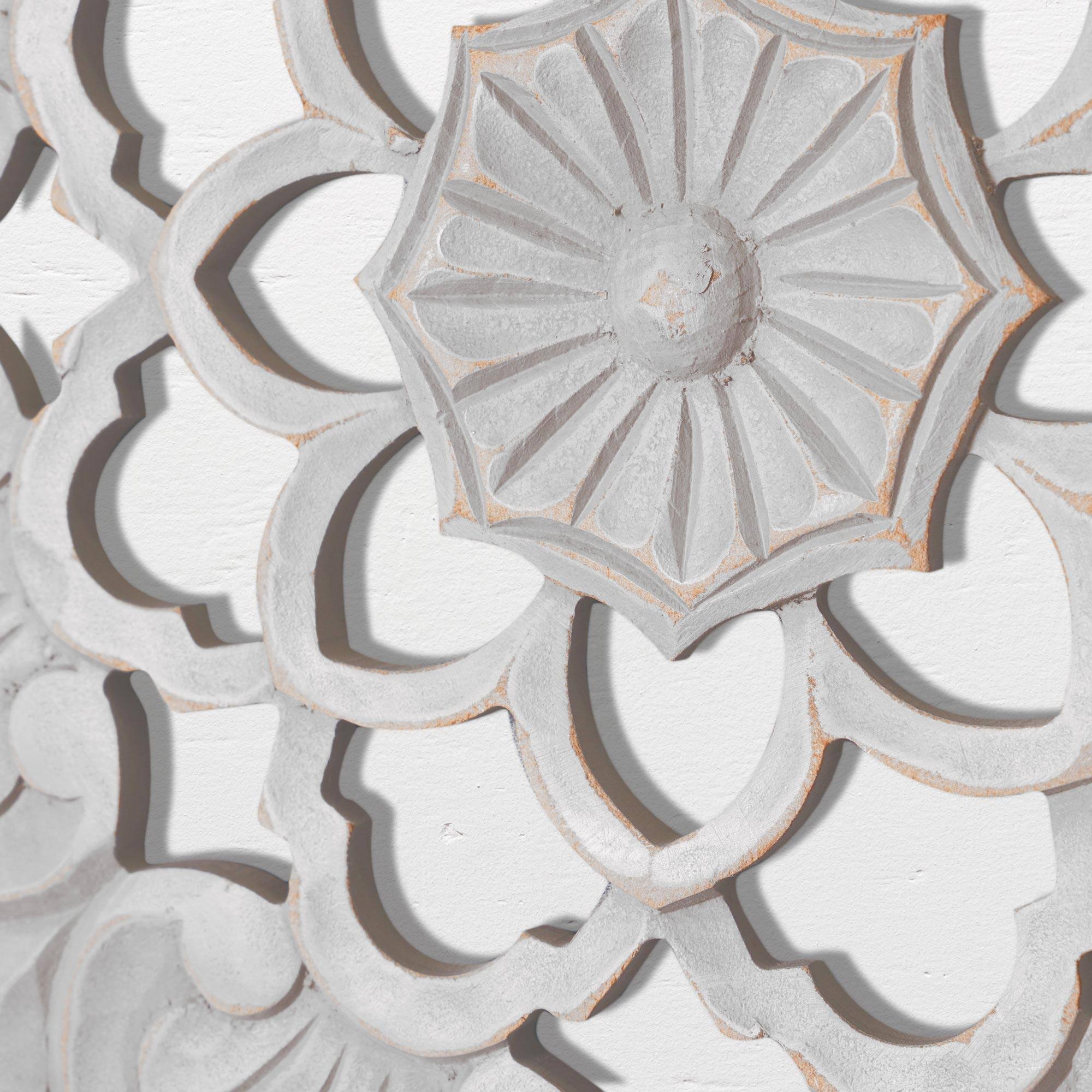 American Art D&#xE9;cor&#x2122; 16&#x22; Small Gray Traditional Hand-Carved India Wood Medallion