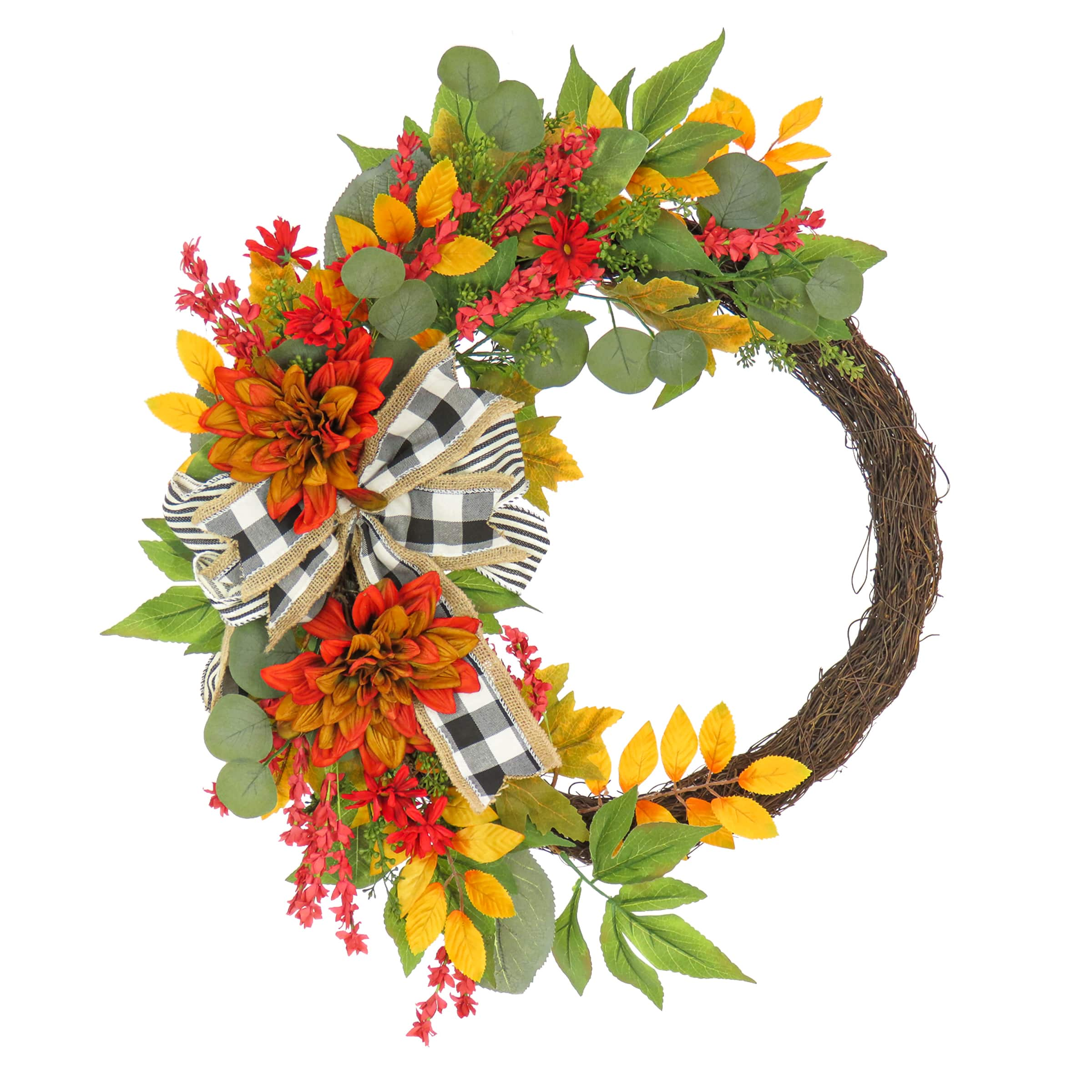 24&#x27;&#x27; Harvest Dahlia and Eucalyptus Wreath