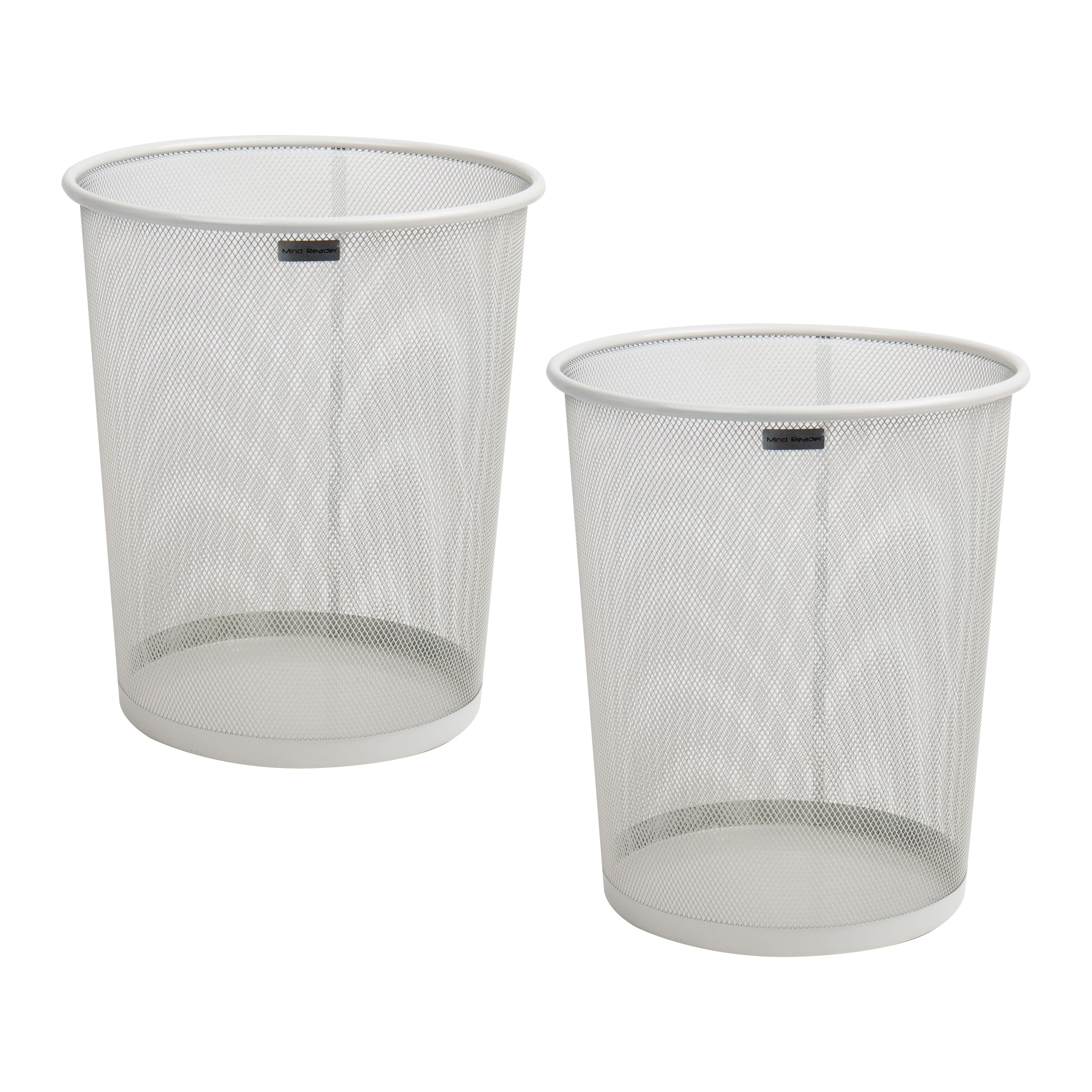 Mind Reader 2 Piece Garbage Round Metal Mesh Waste Basket Recycling Bin