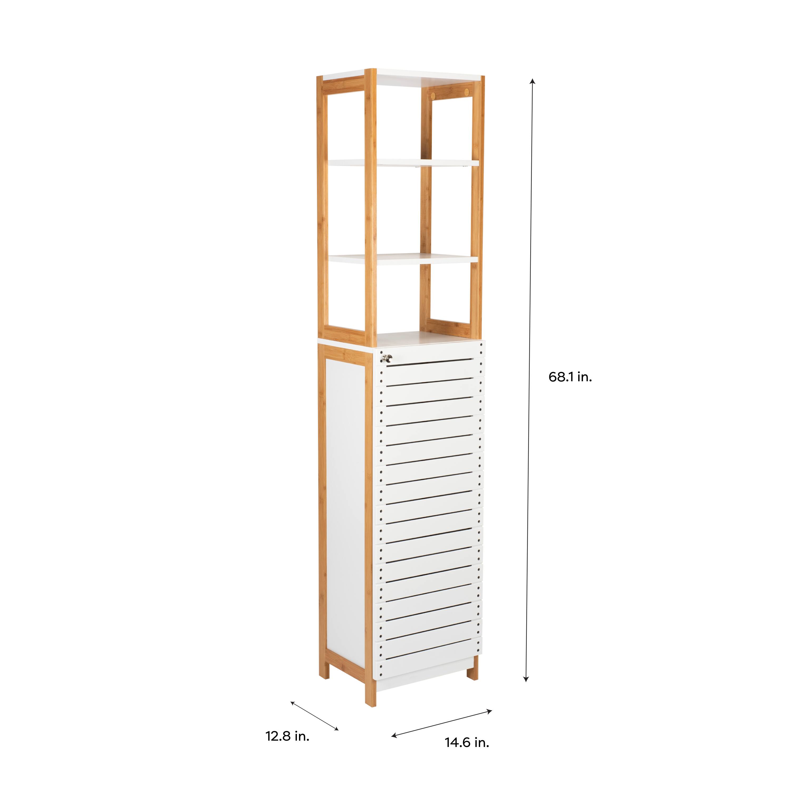 Organize It All Rendition 68&#x22; White 6-Shelf Bamboo High Cabinet