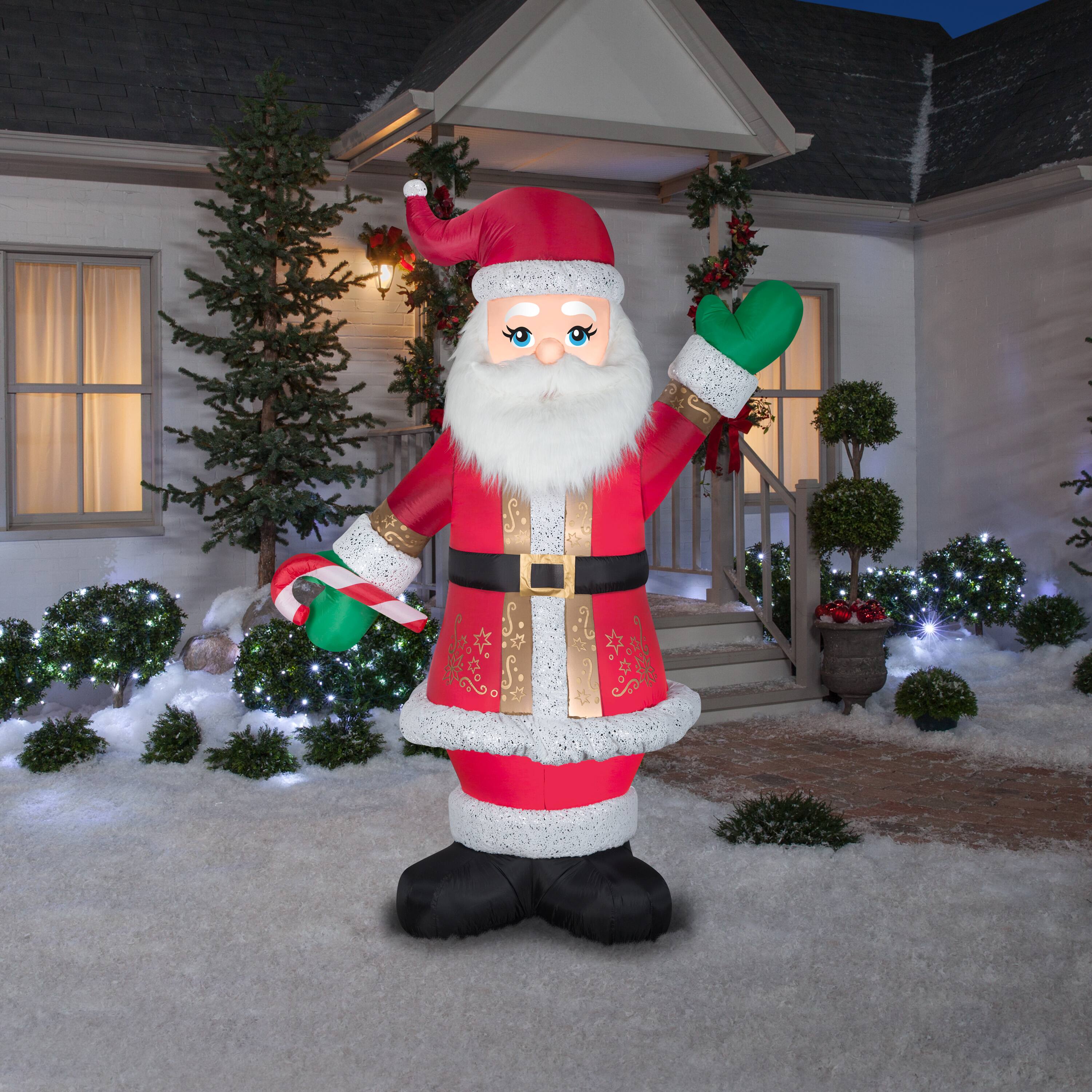 8ft. Airblown® Inflatable Mixed Media Luxe Santa with Candy Cane
