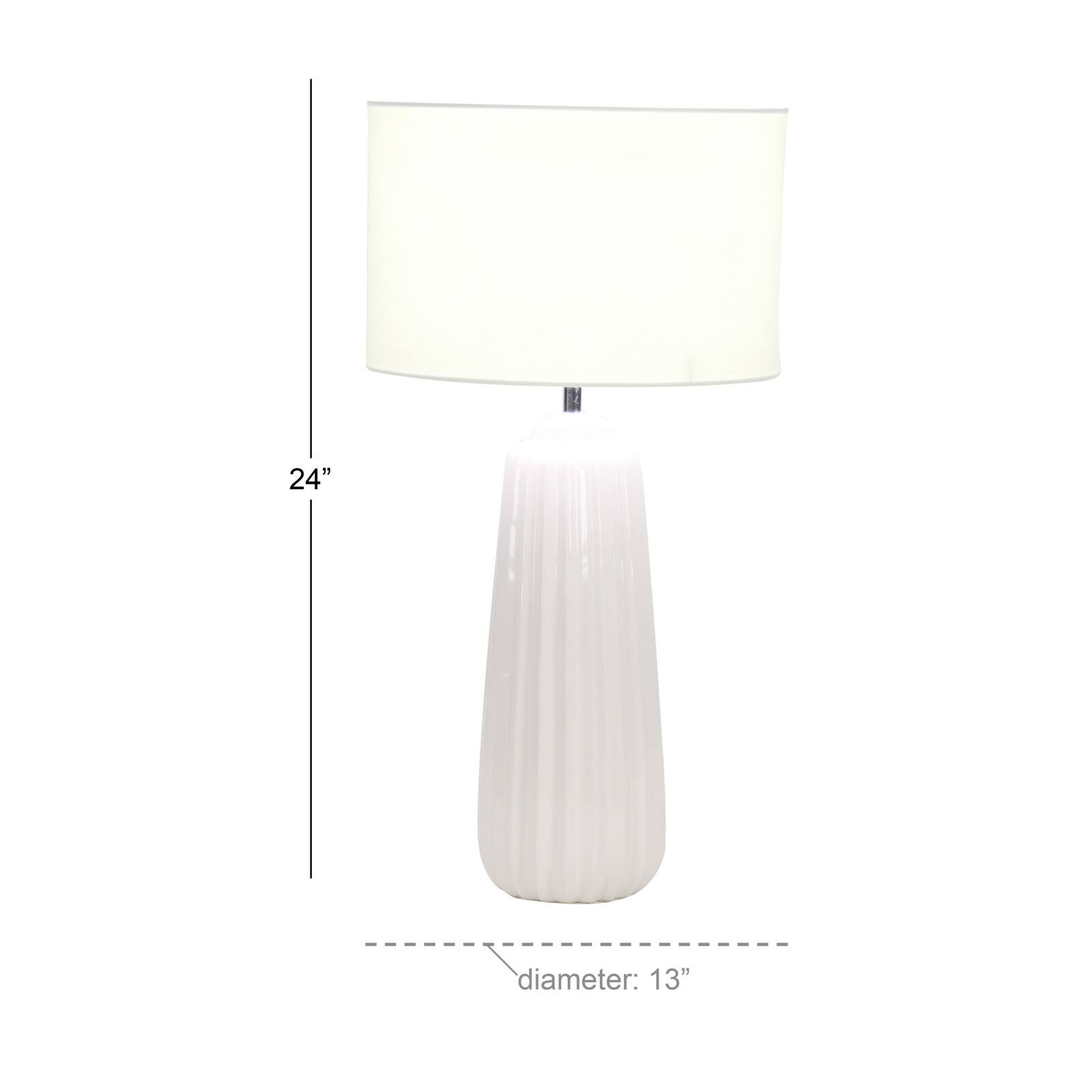 24&#x22; White Stone Traditional Table Lamp