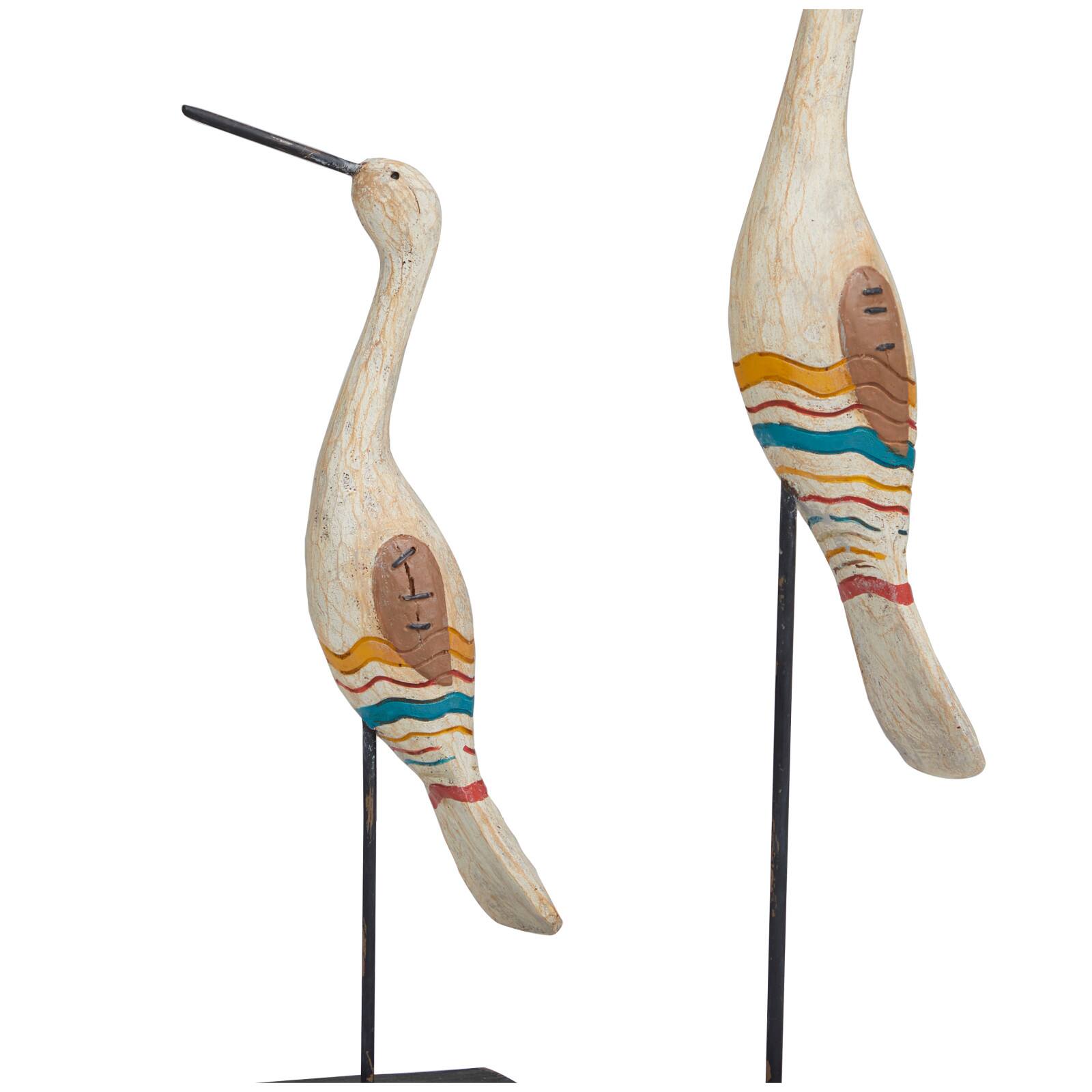 Cream Stone Distressed Carved Bird Sculpture Set