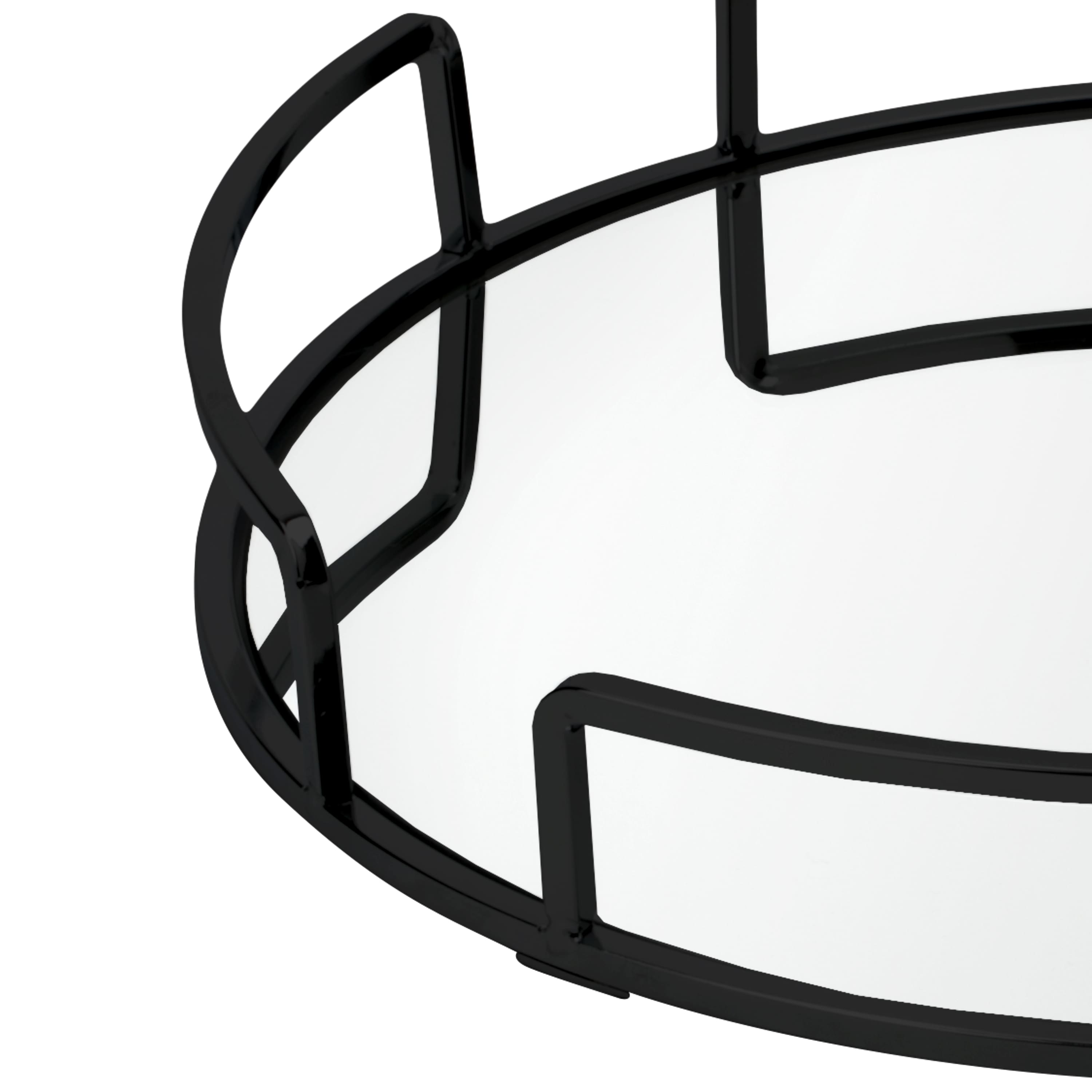 Home Details Matte Black Modern Round Design Mirror Vanity Tray