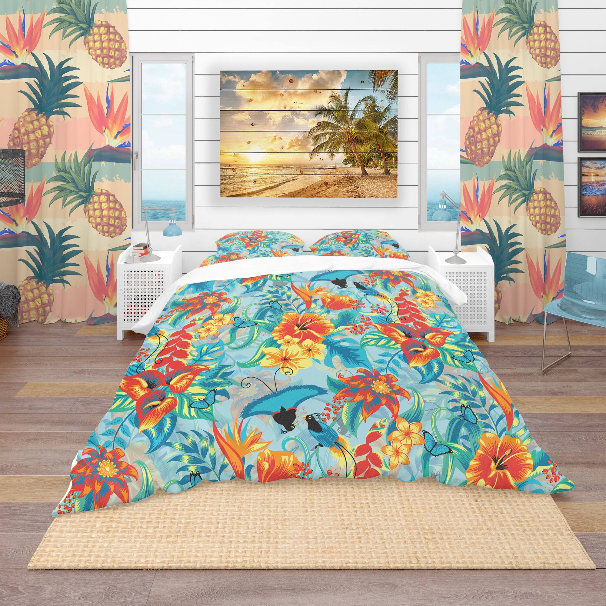 Designart 'Tropical Pattern' Tropical Bedding Set - Duvet Cover & Shams