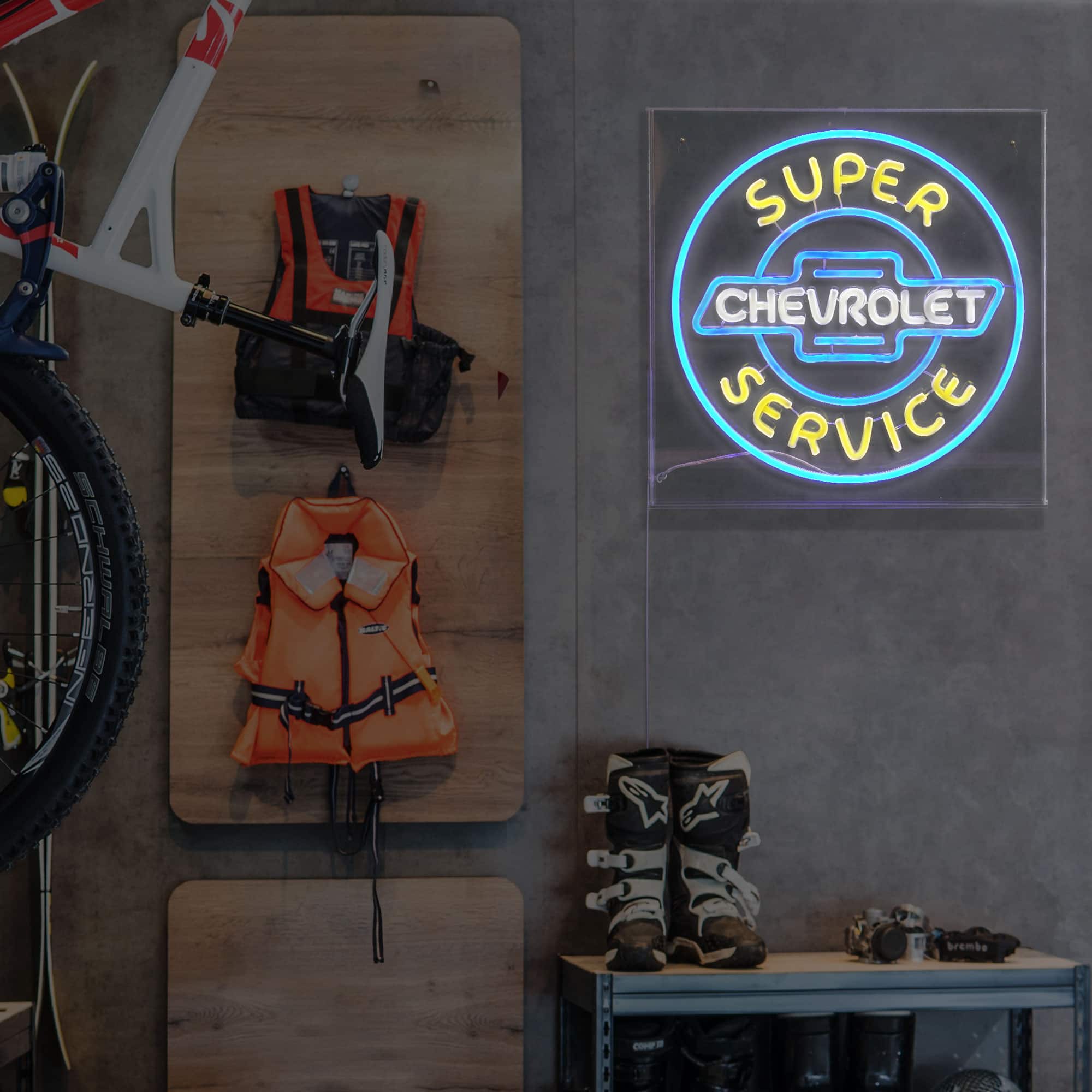 American Art D&#xE9;cor&#x2122; 16&#x22; Licensed Chevrolet Super Service Acrylic LED Wall D&#xE9;cor Sign