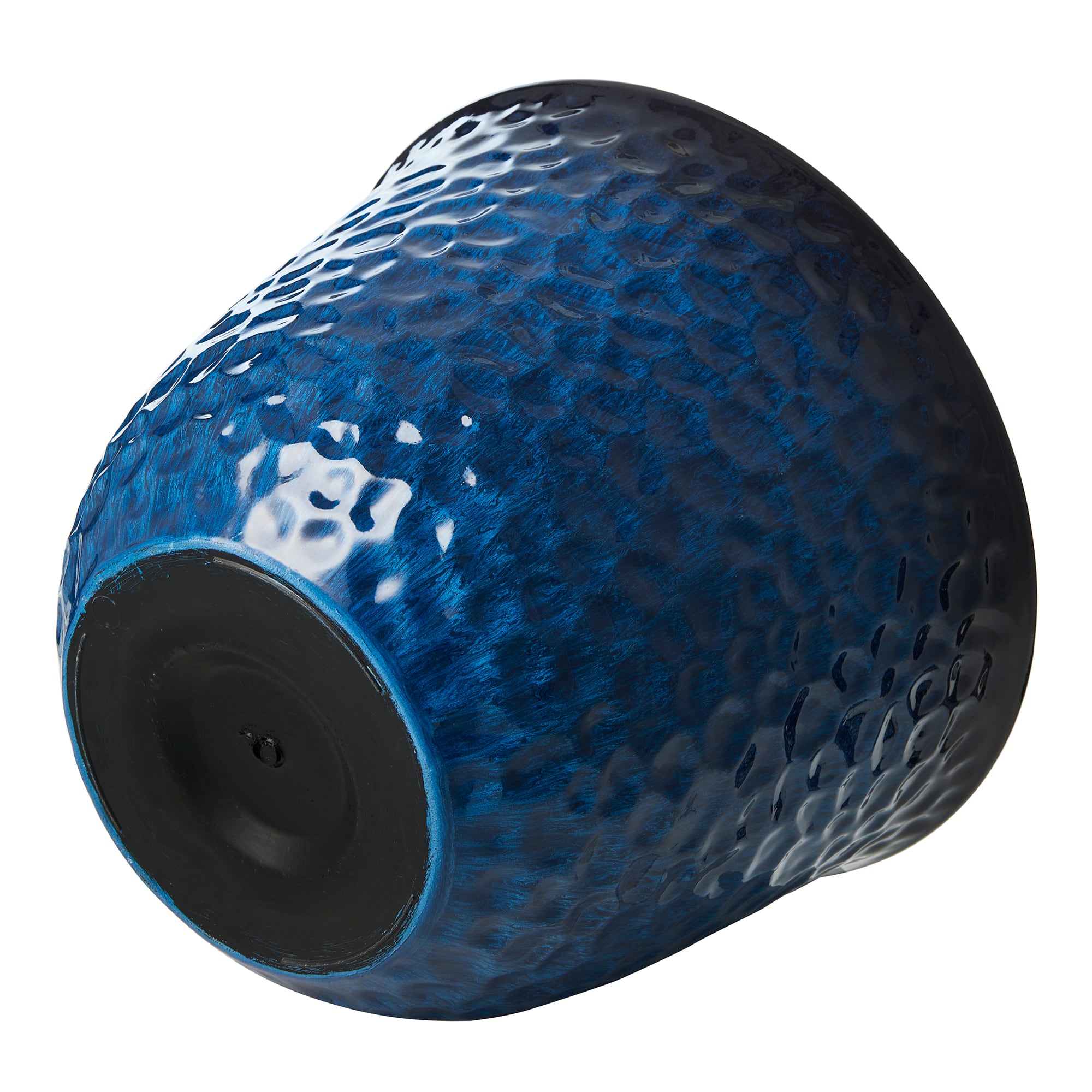 Glitzhome® 15.25" Honeycomb Textured Cobalt Blue Faux Ceramic Plastic Planters, 2ct.