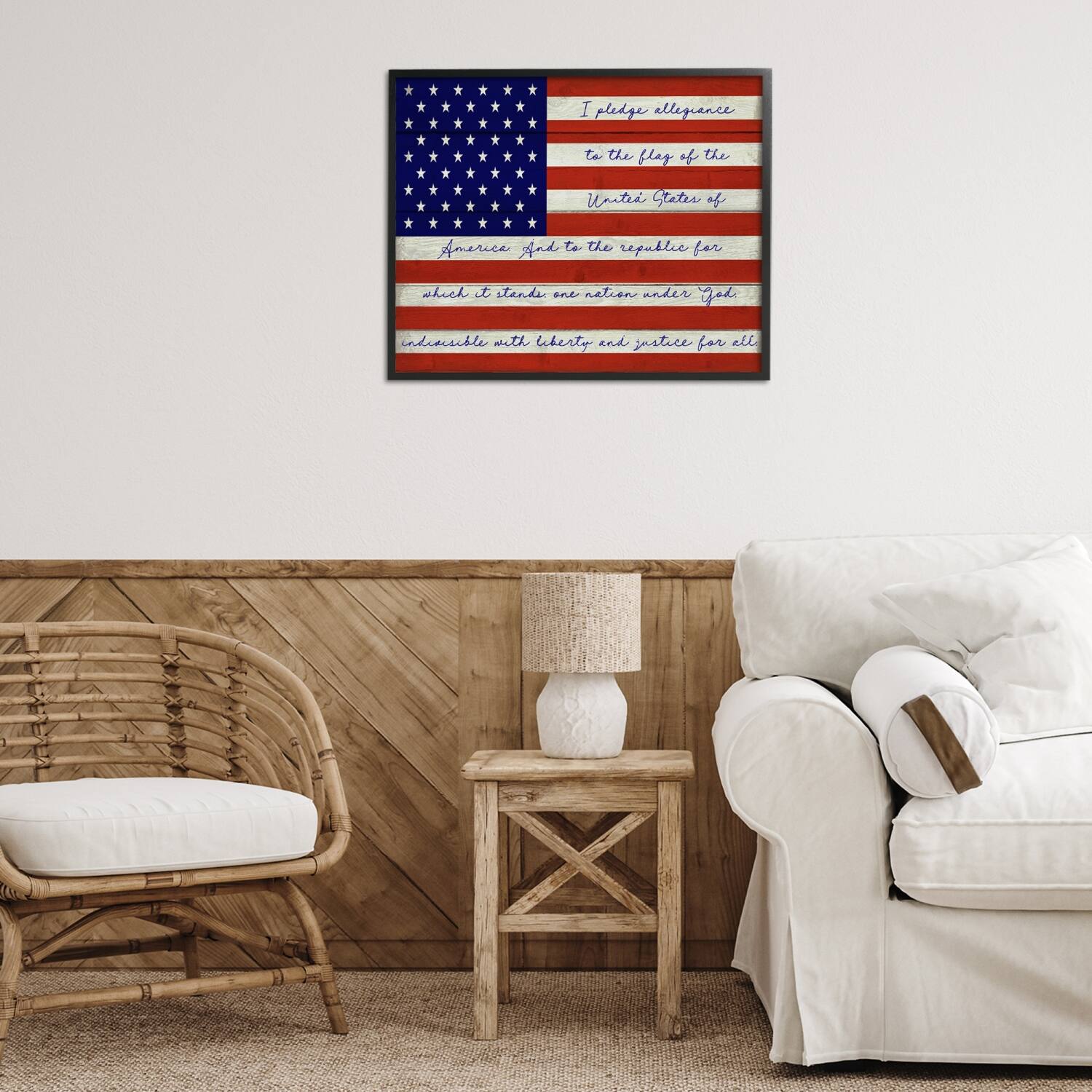Stupell Industries Pledge of Allegiance Flag Framed Giclee Art