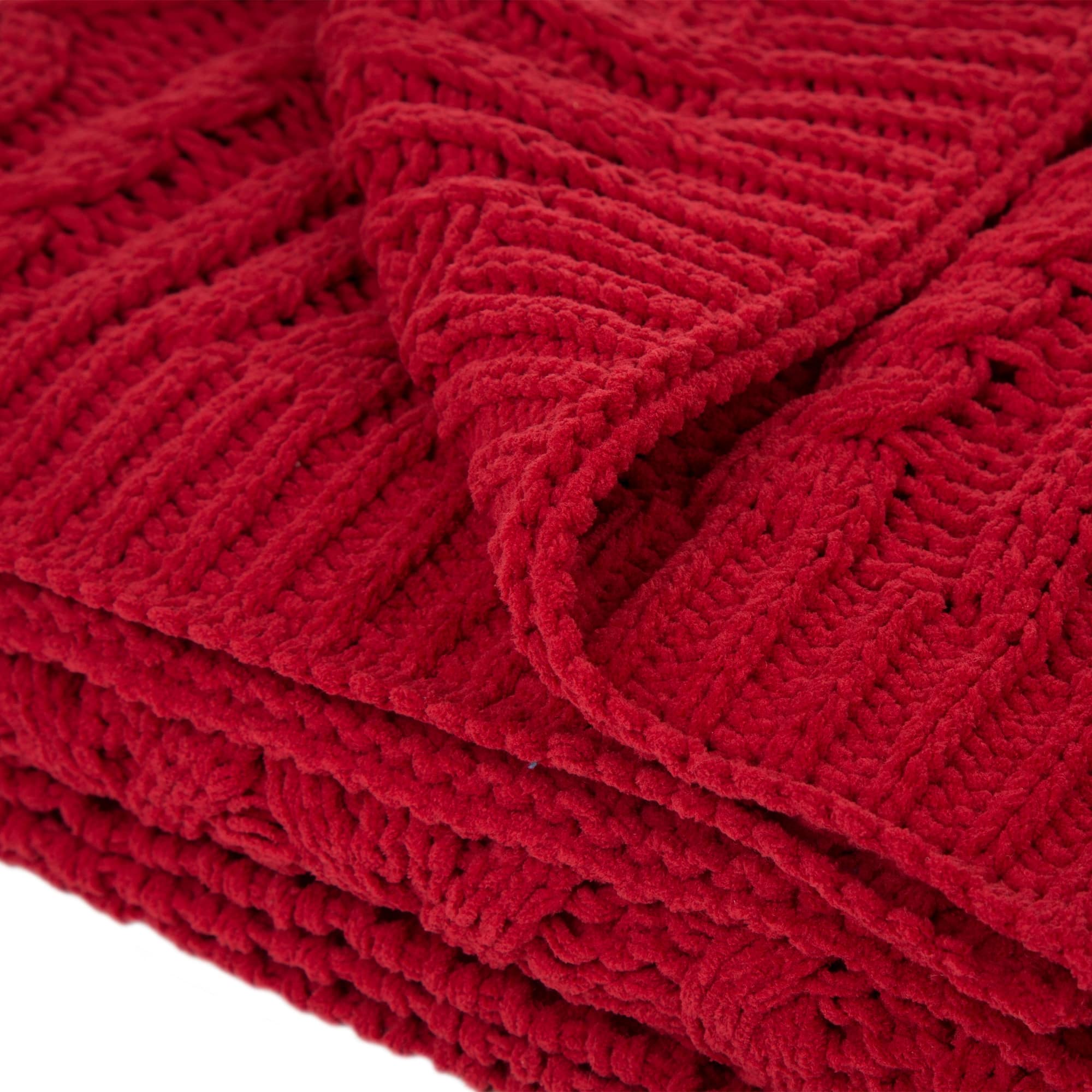 Glitzhome&#xAE; Knitted Polyester Red Throw Blanket