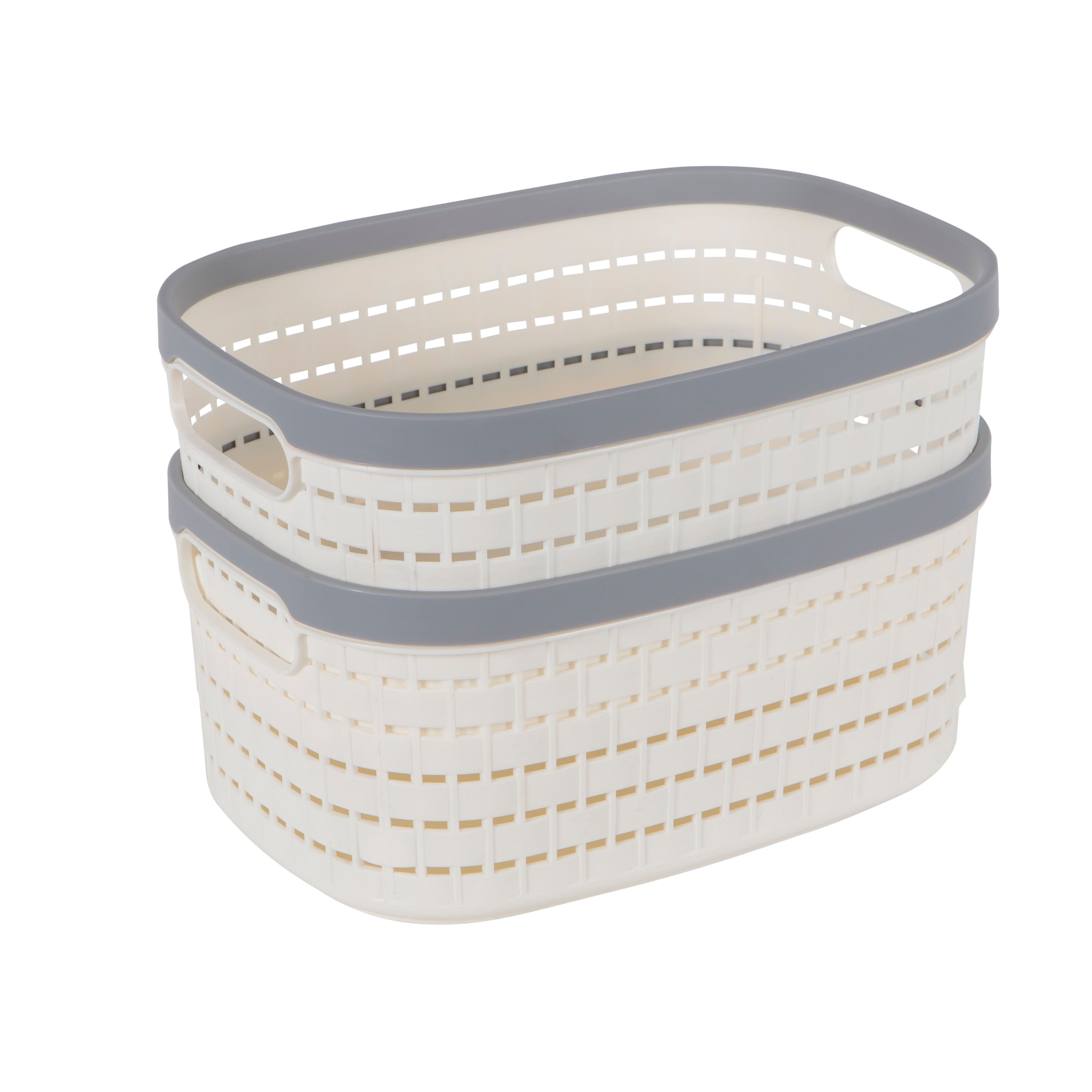 Simplify Medium White Basket Storage Tote, 2ct.
